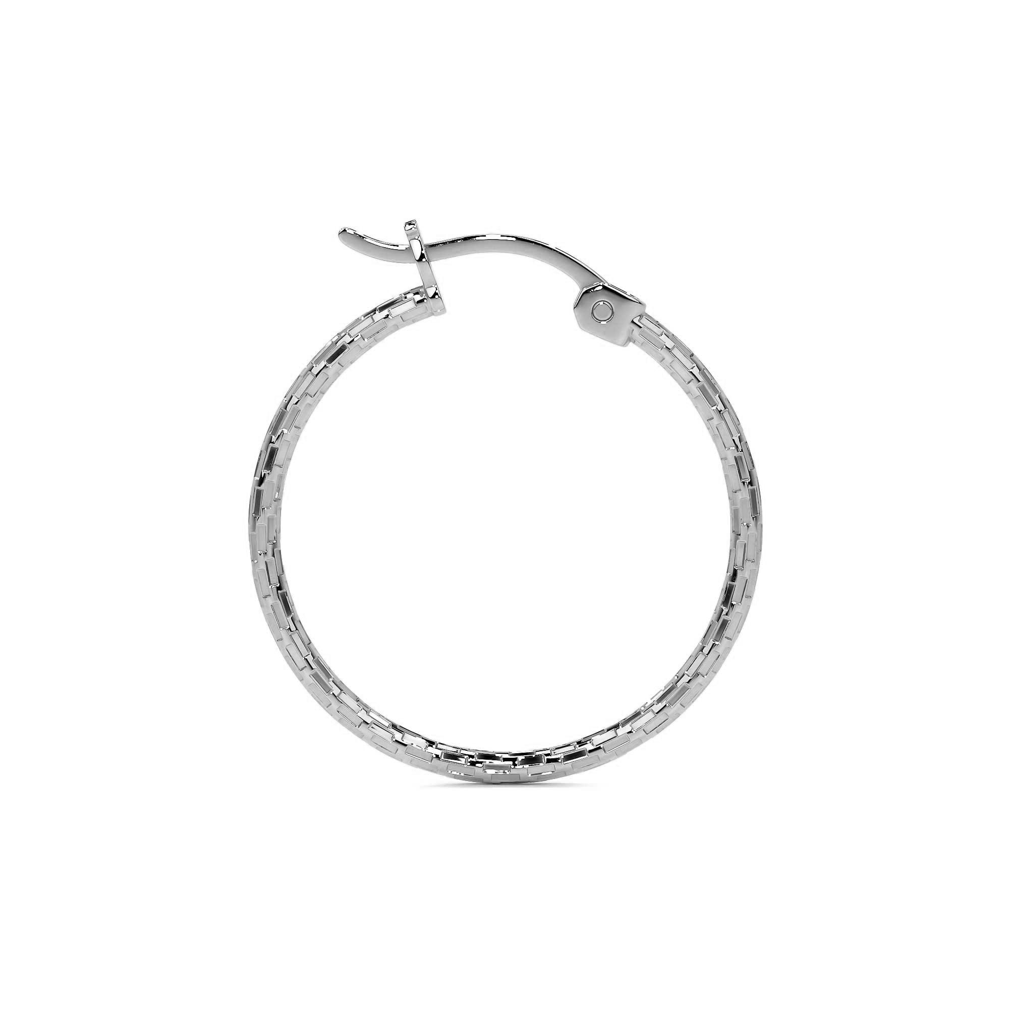Sterling Silver .925 Diamond-Cut Arracada Hoop Earring for Women – Domino Style