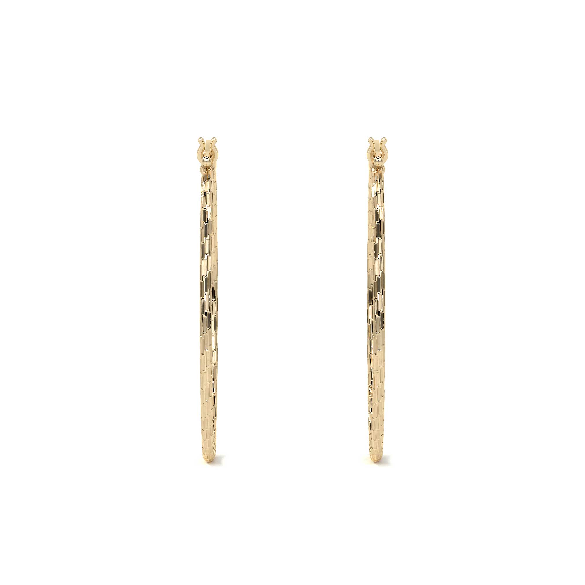 14k Gold Diamond-Cut Arracada Hoop Earring, Domino Style