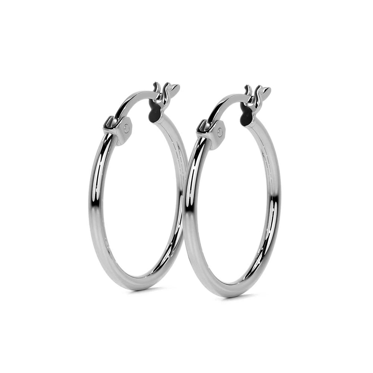 925 Sterling Silver Smooth Hoop Earring for Women 15mm