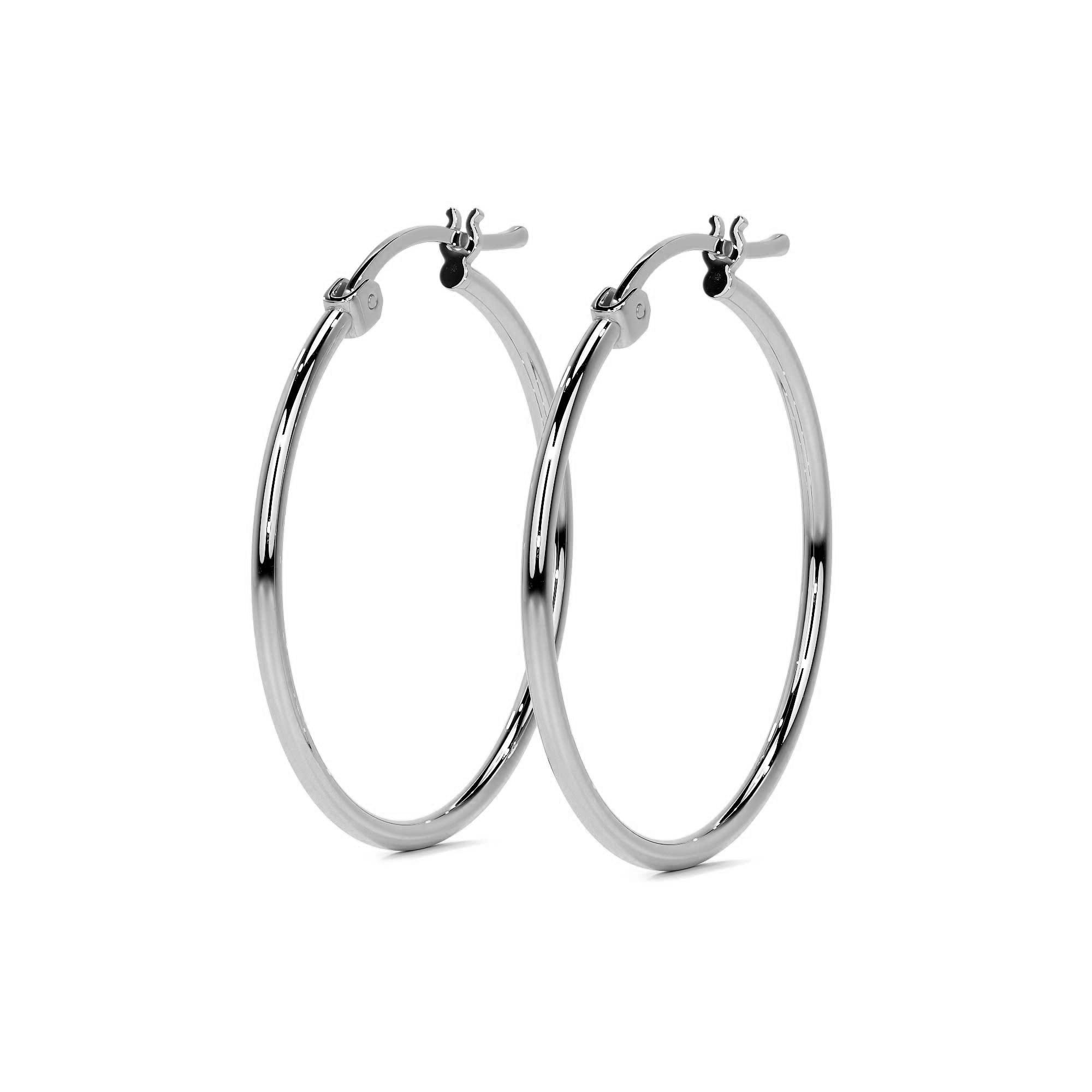 Women's 925 Silver Plain Hoop Earring 20mm
