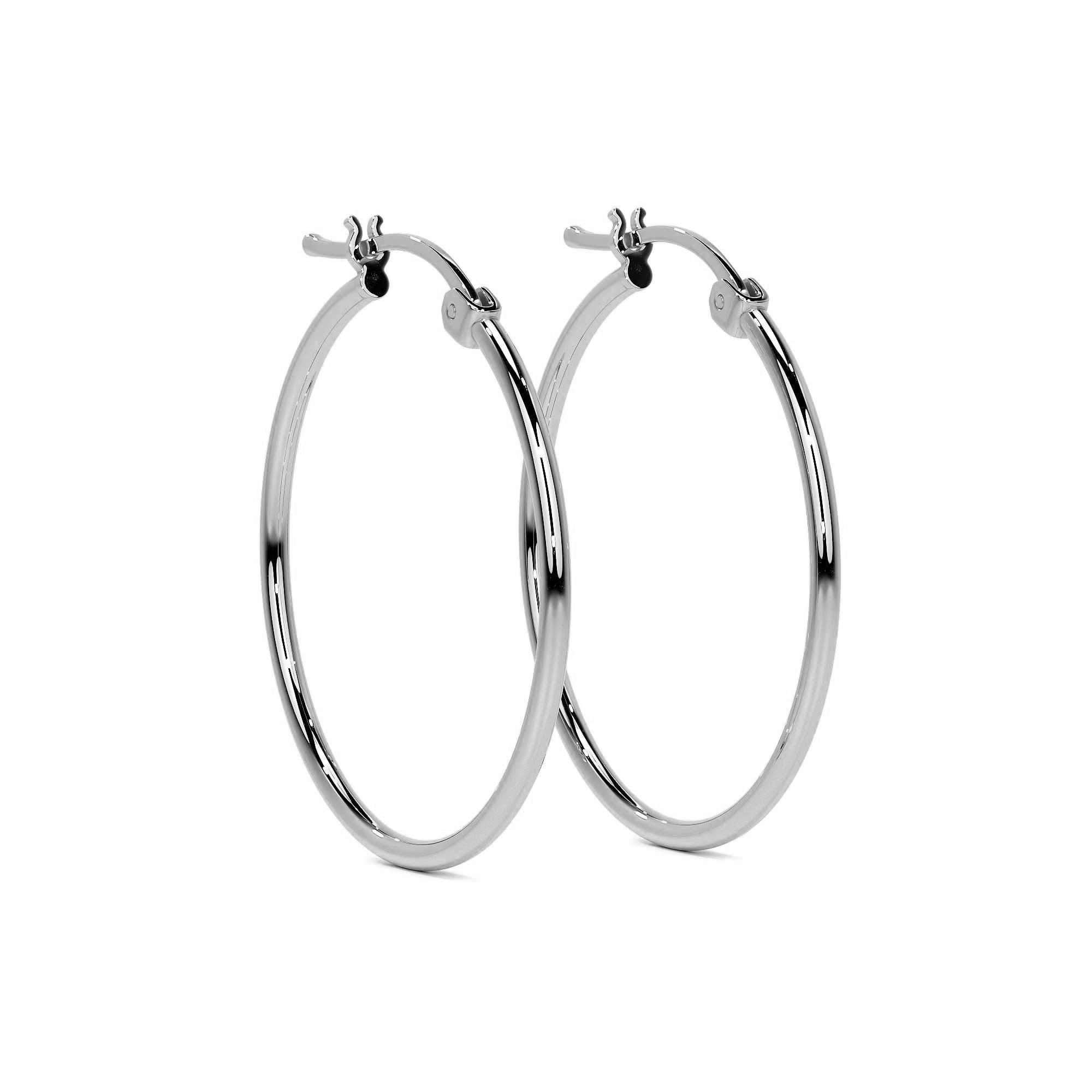 925 Sterling Silver Smooth Hoop Earrings for Women 30 mm
