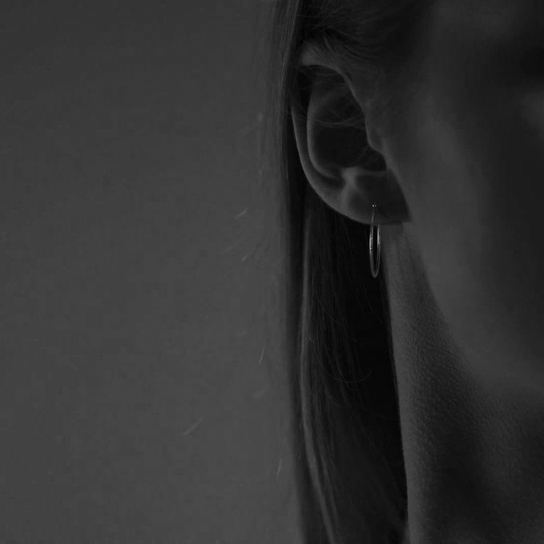 925 Sterling Silver Smooth Hoop Earrings for Women 30 mm