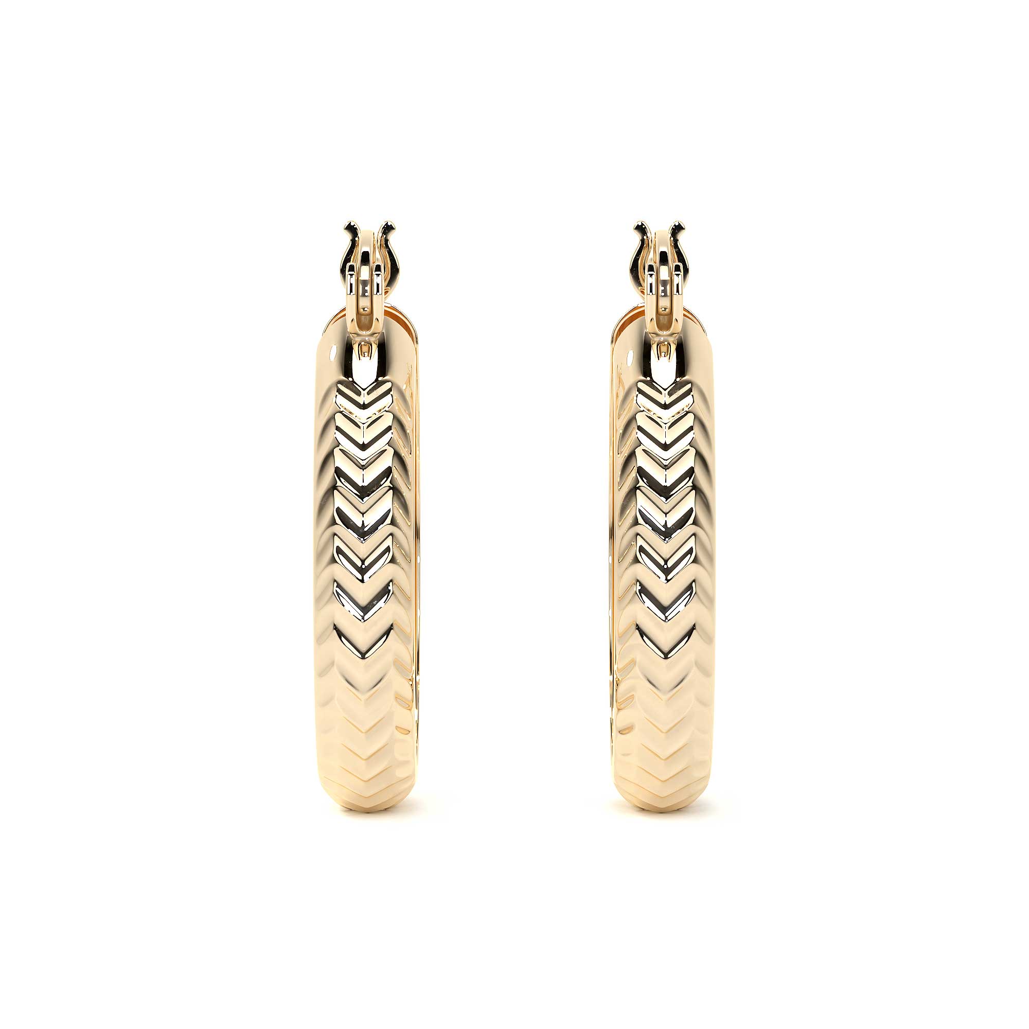 10k Gold Diamond-Cut Diagonal Arracada Bangle Earring, 12mm