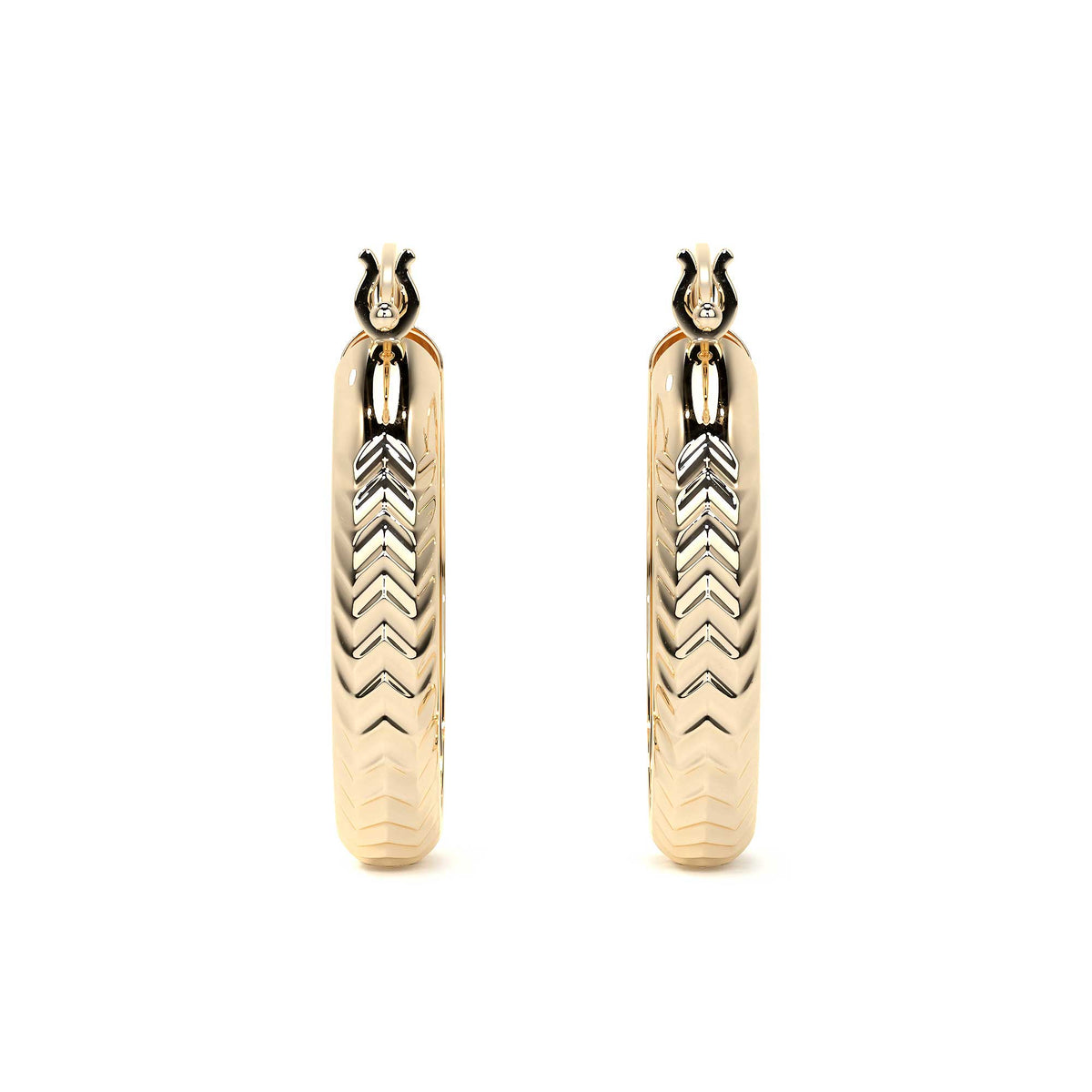10k Gold Diamond-Cut Diagonal Arracada Bangle Earring, 12mm