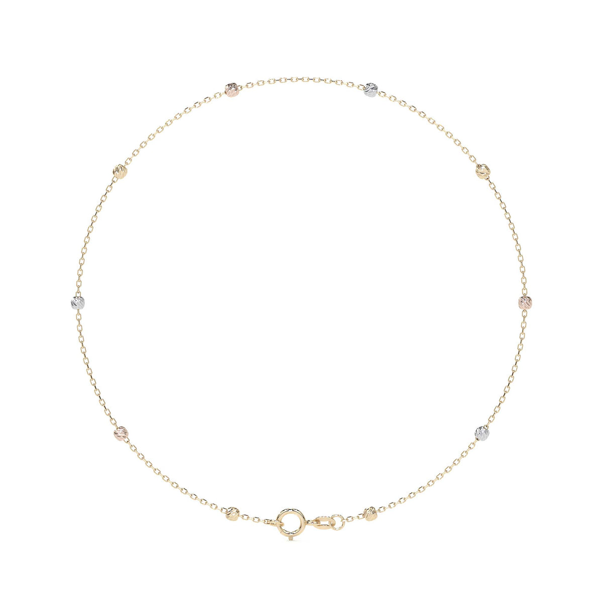 10k Gold Imperial Jewelry Italian Rolo Bracelet, 18cm, Tricolor Bead, Gold-Tone