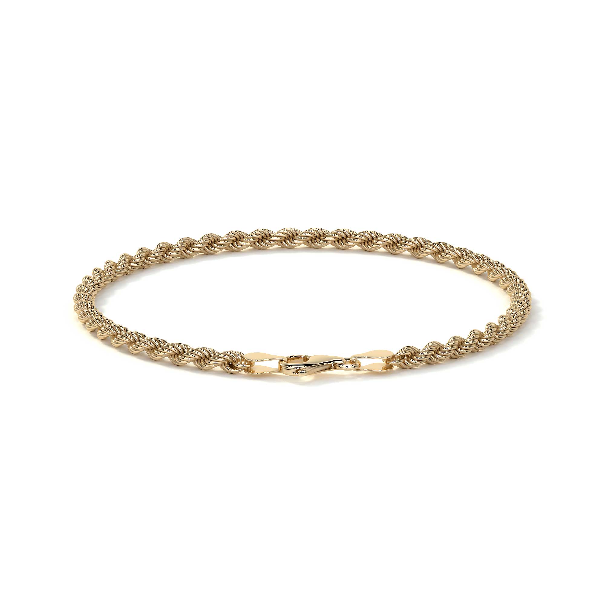 10K Gold Italian Rope Chain Bracelet | Elegant Fine Jewelry Bracelet