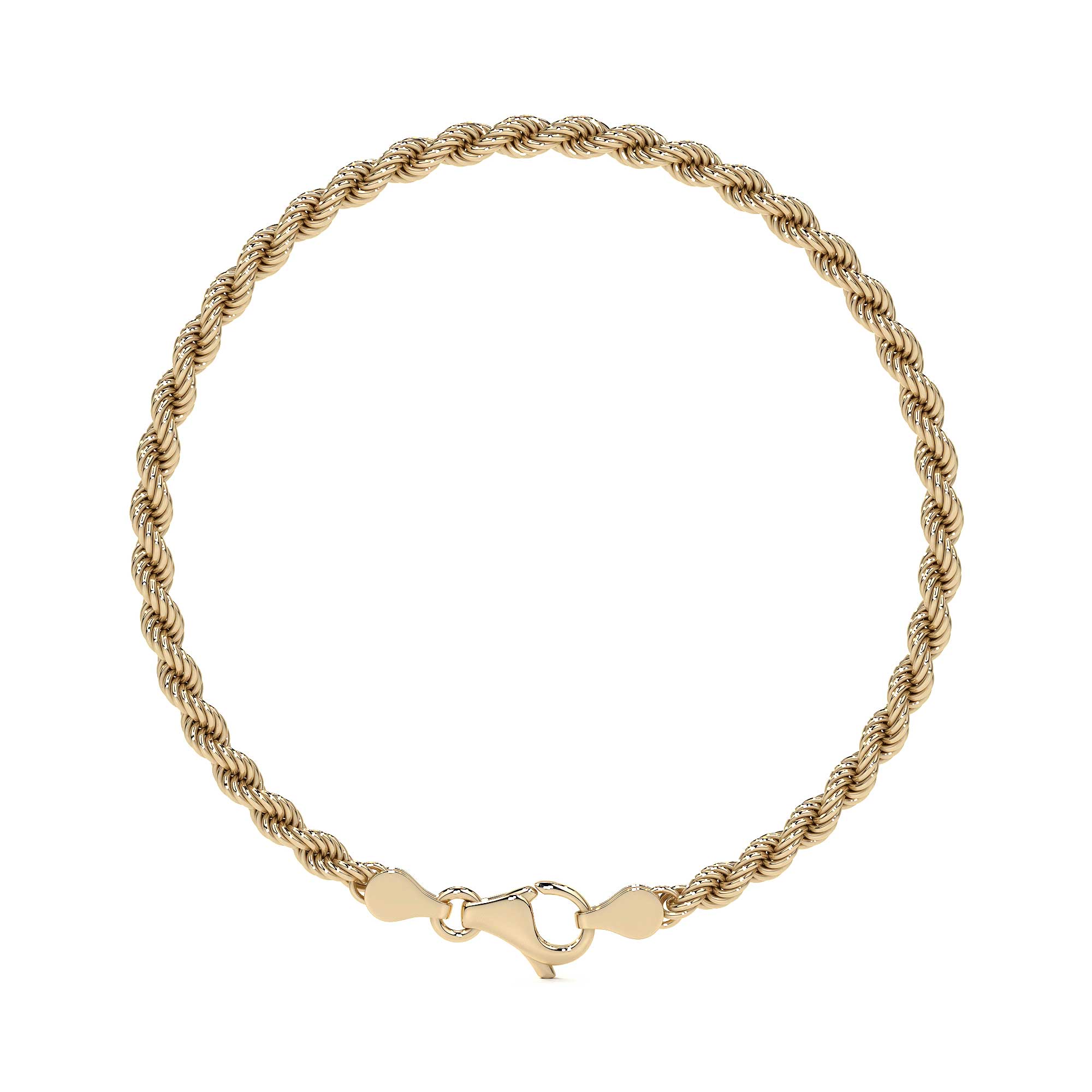 10k Italian Gold Torsal Bracelet, 3.3mm Gauge, 16cm