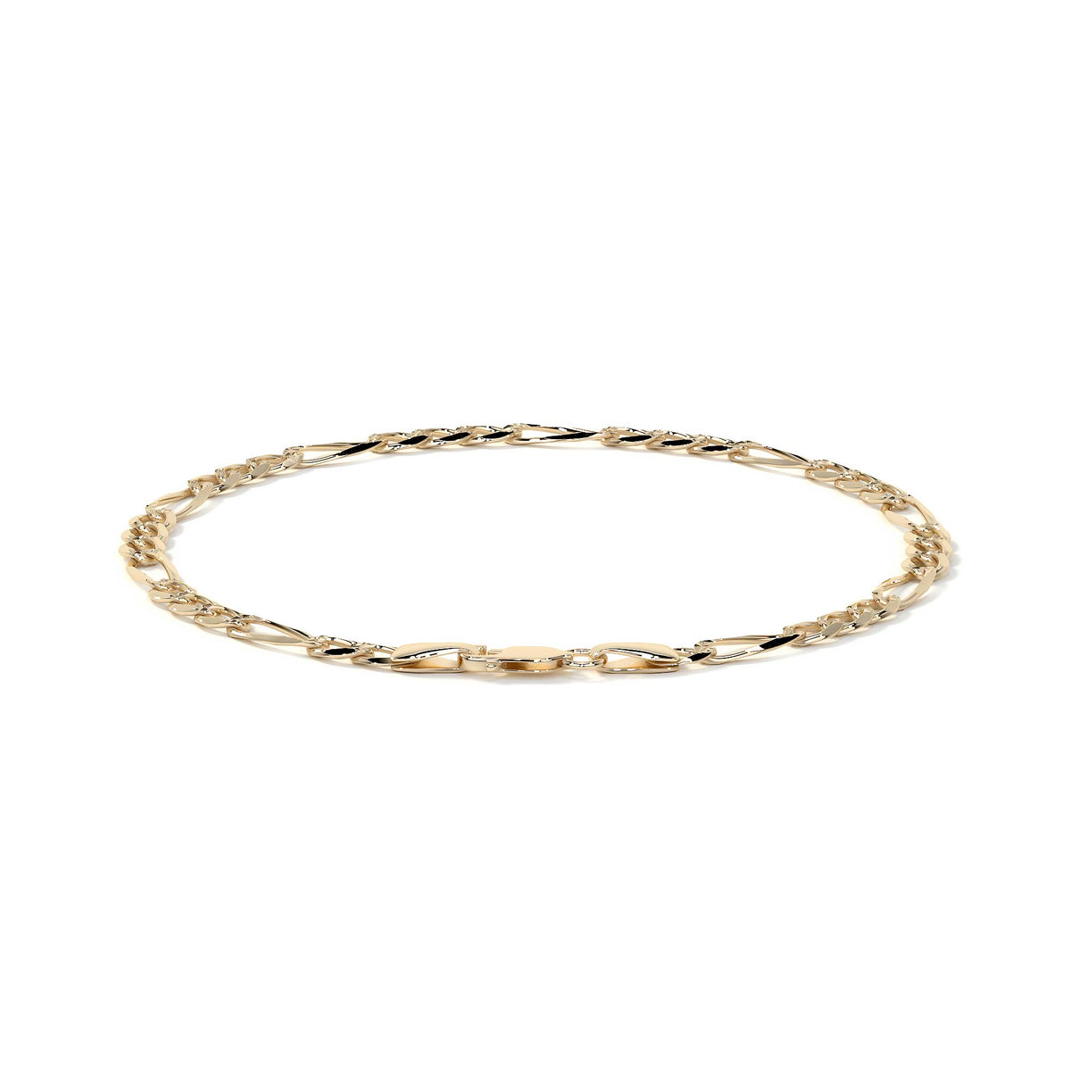 10K Italian Solid Figaro Chain, 3.5mm, 45cm, Gold-Tone