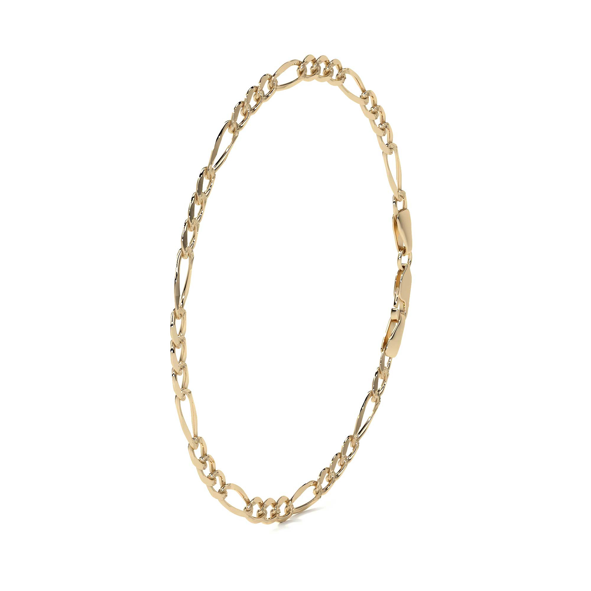 10k Gold Figaro Chain, 4.3mm, 50cm, Classic Italian Design, Gold-Tone