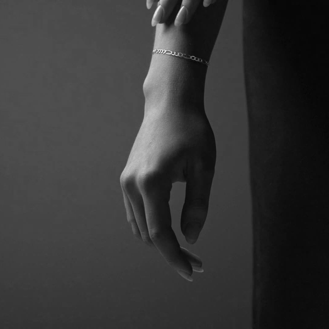 Men's Sterling Silver Italian Figaro 3+1 Bracelet | Elegant Men's Jewelry