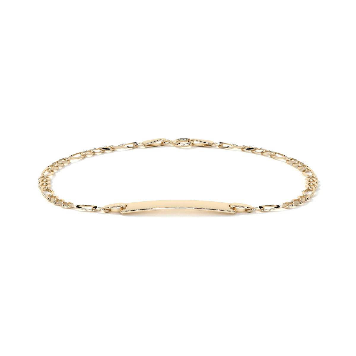 Italian Figaro Pave Bangle Bracelet 14k 2.6mm 16cm