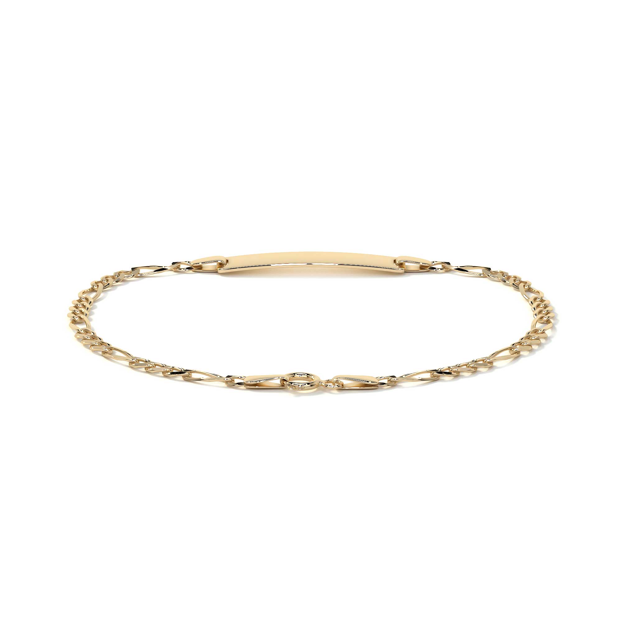 10K Italian Figaro 3x1 Slave Bracelet, 3.5mm, 14cm