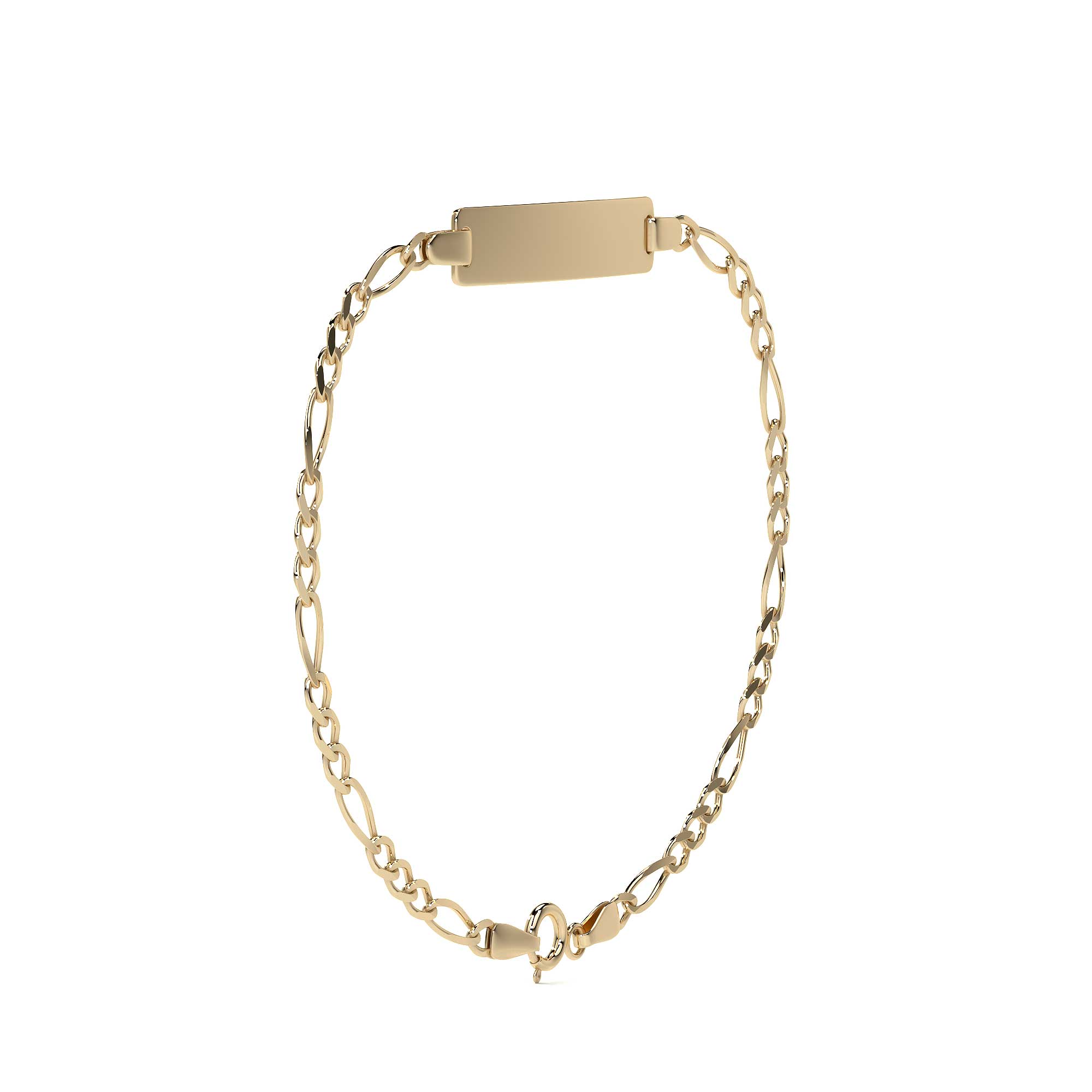 10K Italian Figaro 3x1 Slave Bracelet, 3.5mm, 14cm