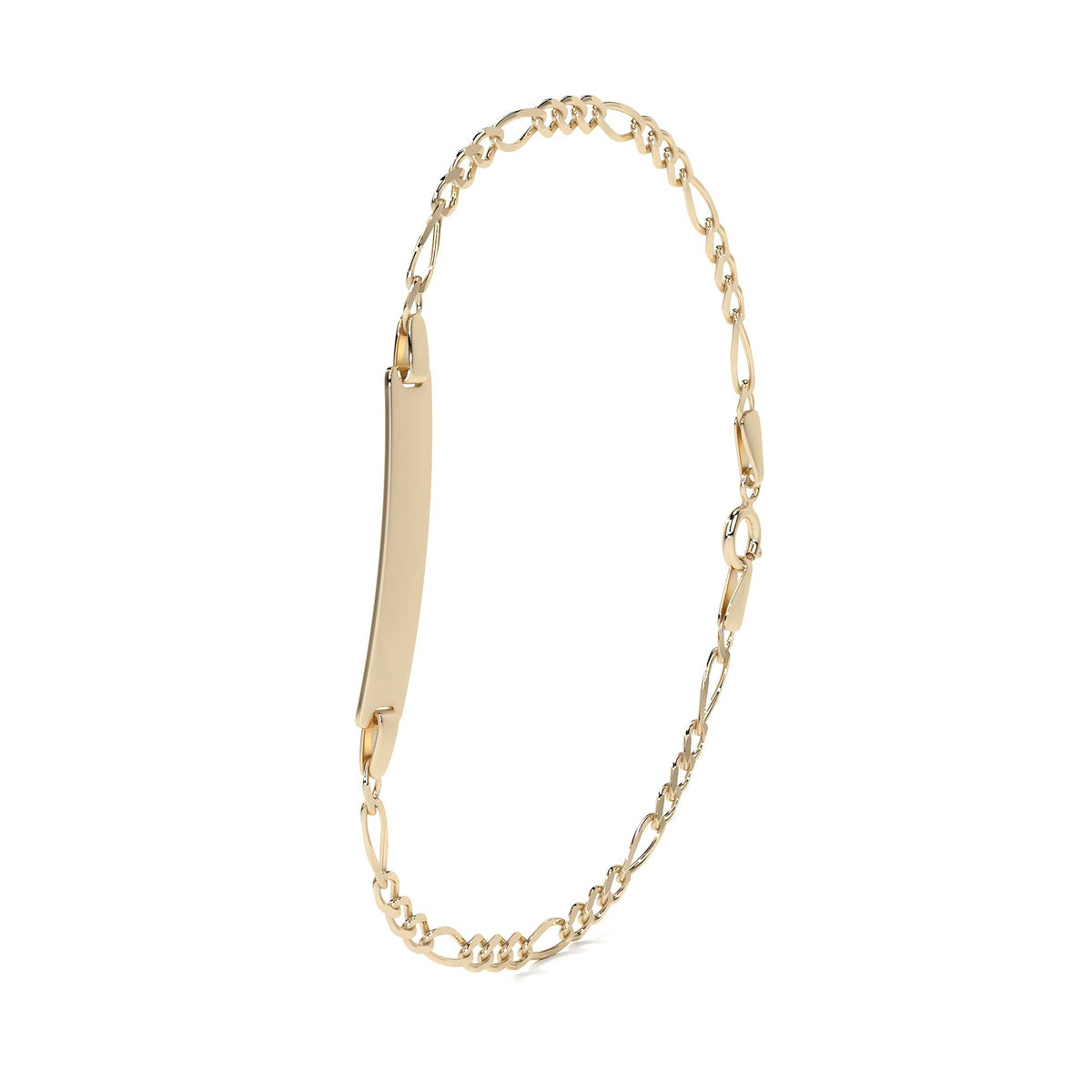 10K Italian Figaro 3x1 Slave Bracelet, 3.5mm, 14cm