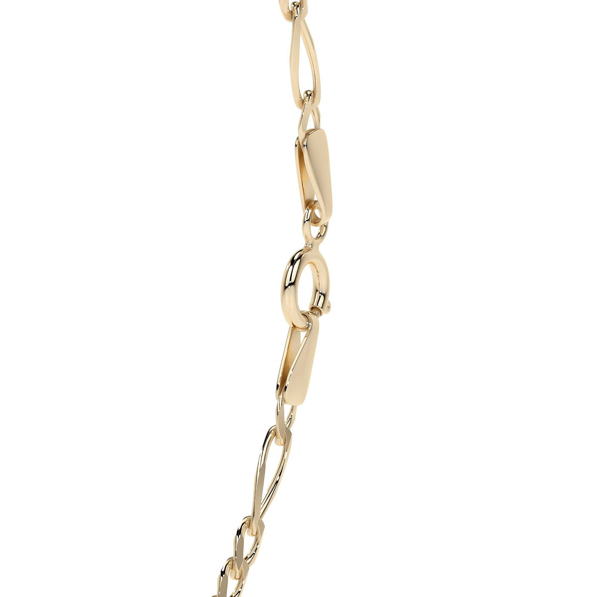 10K Italian Figaro 3x1 Slave Bracelet, 3.5mm, 14cm