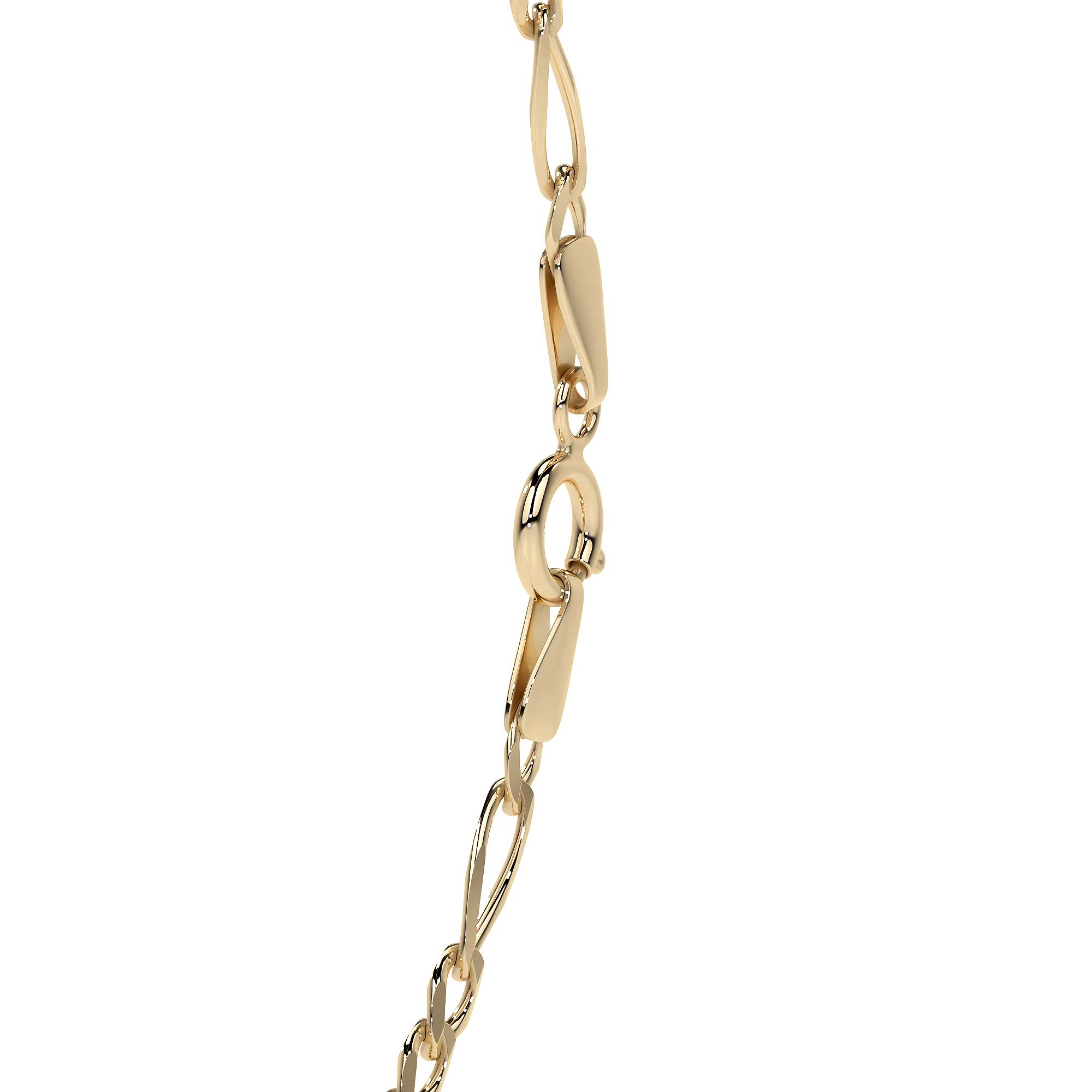 10K Italian Pavé Figaro Bracelet, 2.6mm