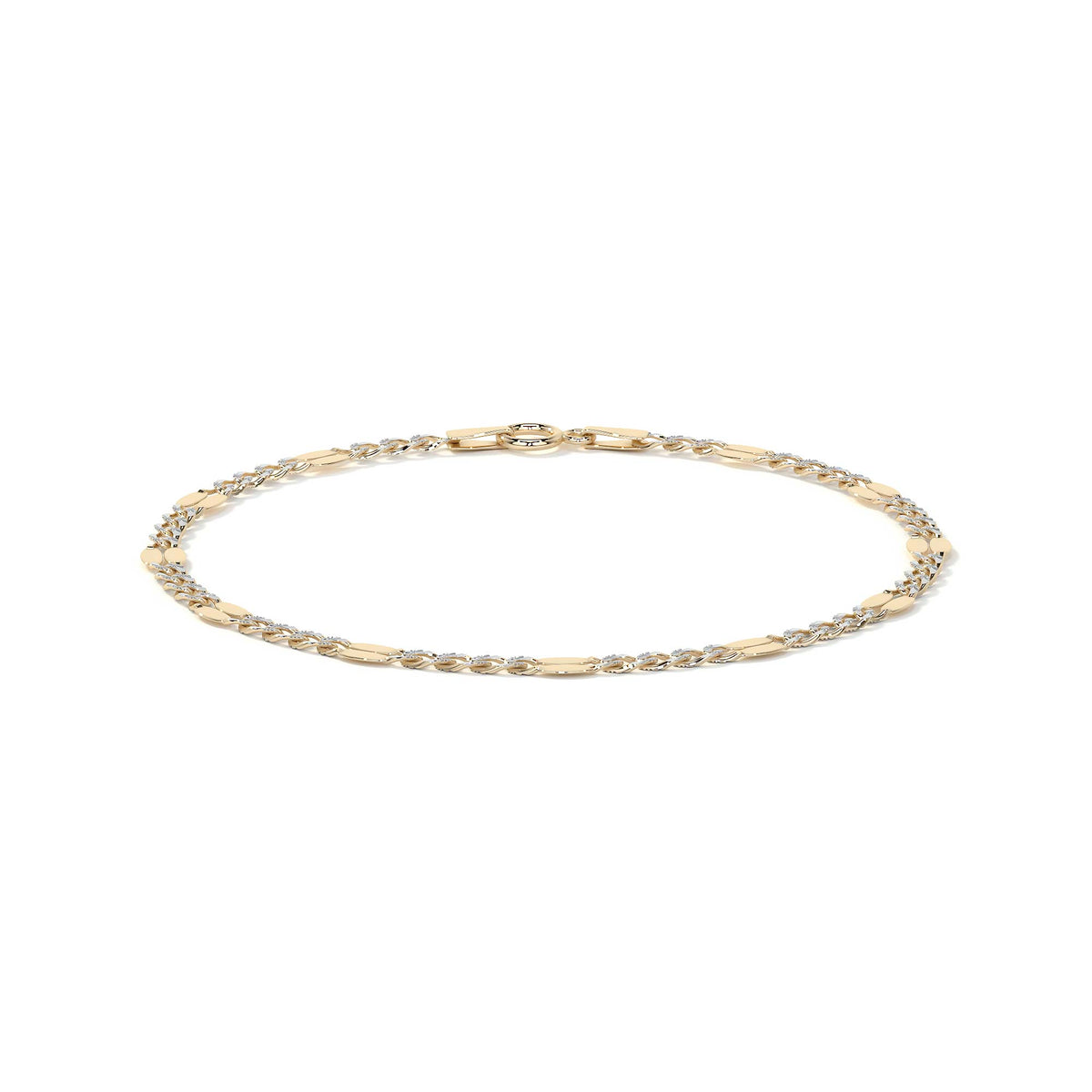 Italian 3x1 Serpentine 10K Gold Bracelet 2.6mm, 21.5cm