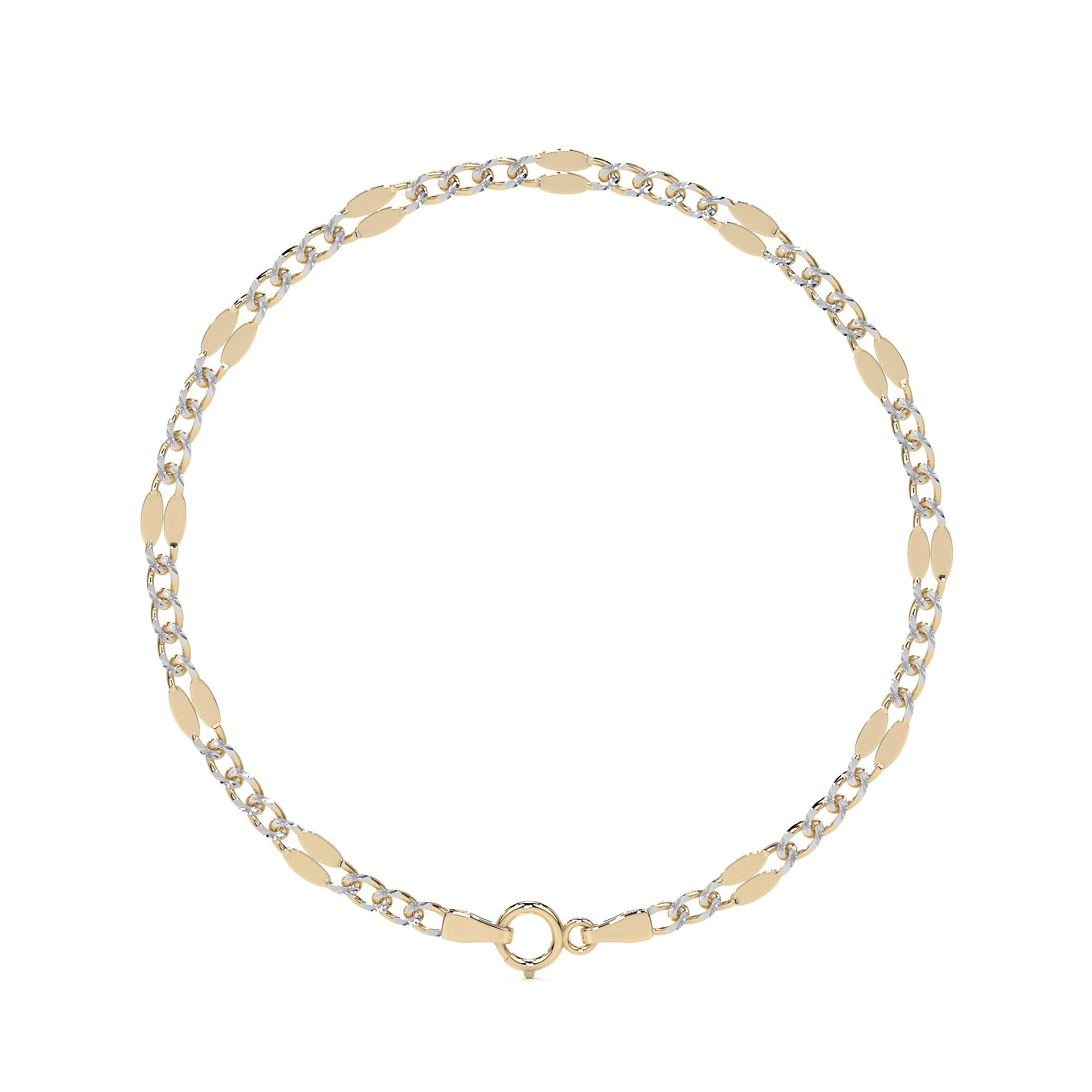 Italian 3x1 Serpentine 10K Gold Bracelet 2.6mm, 21.5cm