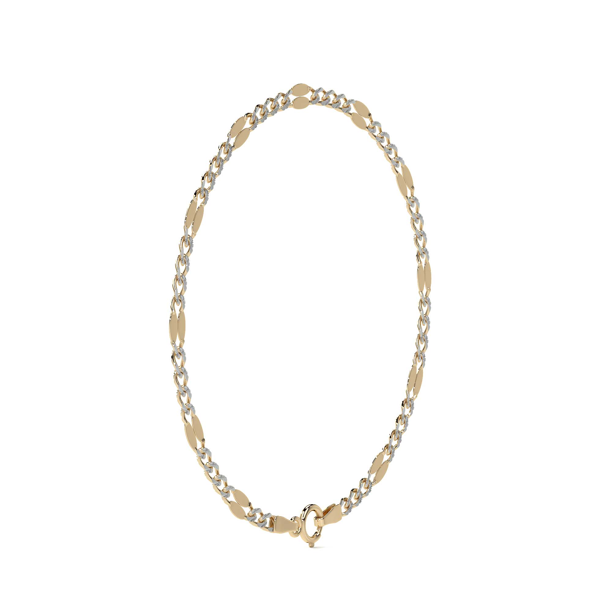 Italian Bracelet 3x1 Serpentine 10K 2mm, 21.5cm