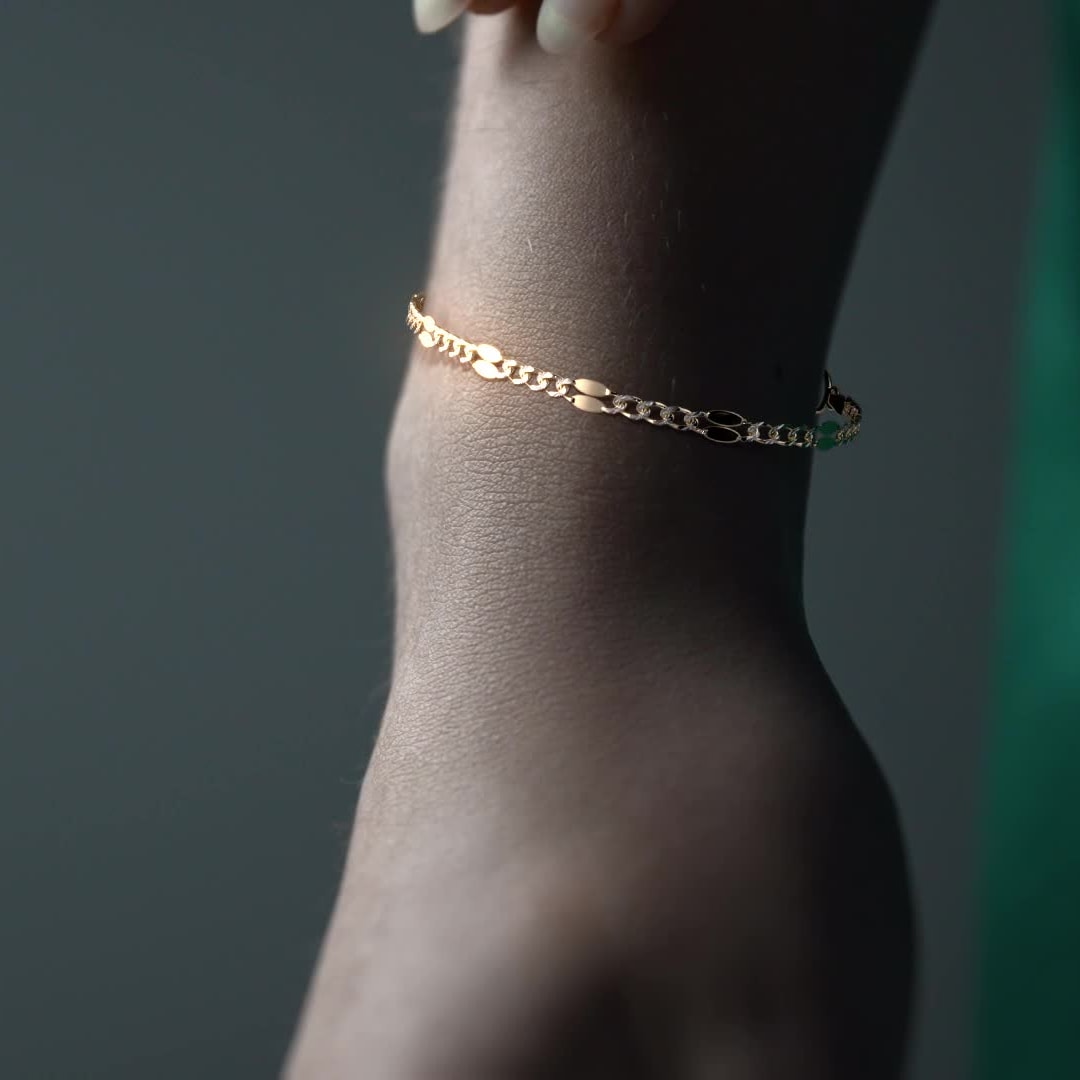 Italian 3x1 Serpentine 10K Gold Bracelet 2.6mm, 21.5cm