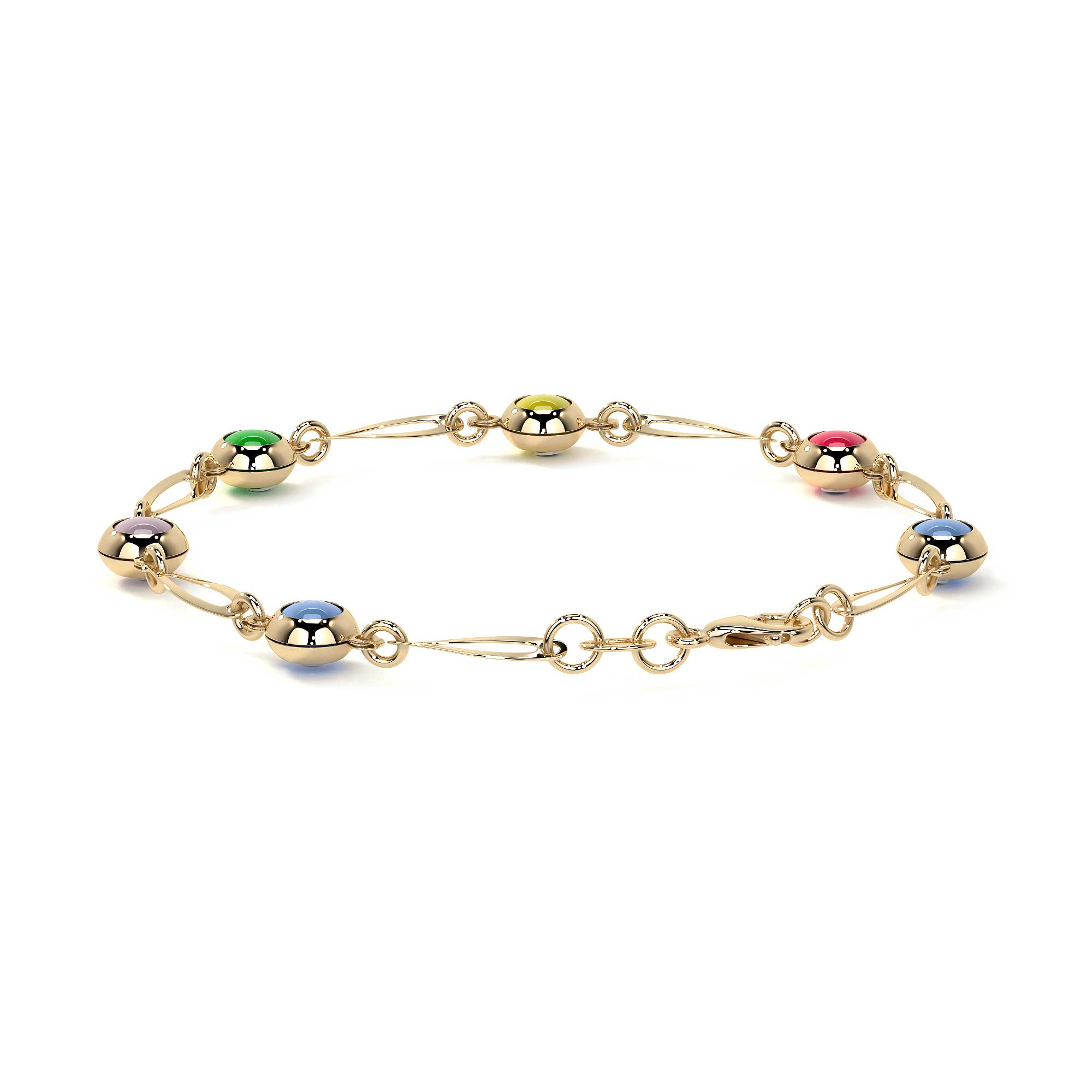 10K 3mm Multicolor Eye Bracelet for Women, 18cm