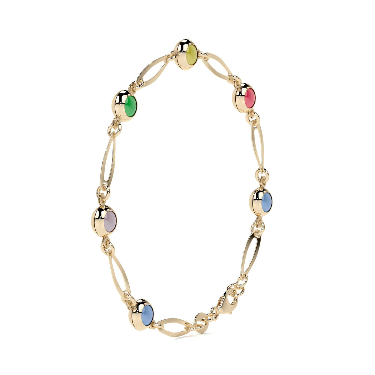 10K 3mm Multicolor Eye Bracelet for Women, 18cm