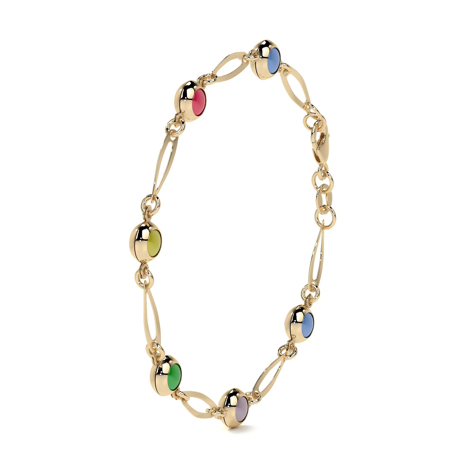 10K 3mm Multicolor Eye Bracelet for Women, 18cm