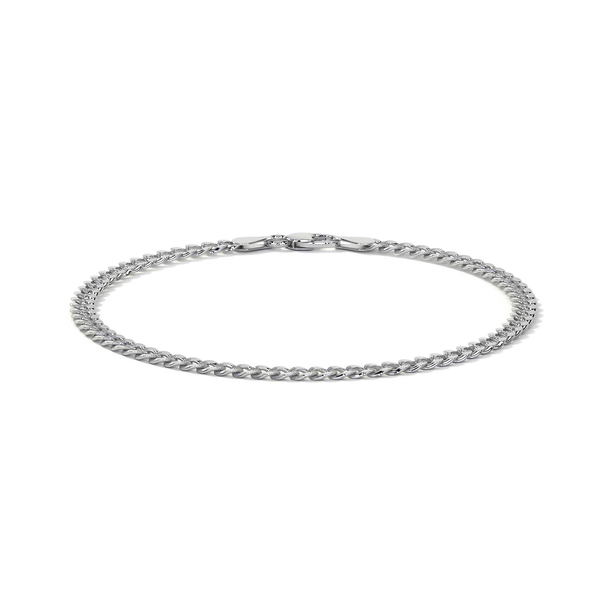 925 Sterling Silver Barb Chain Bracelet 18cm, 3.2mm Gauge, Italian