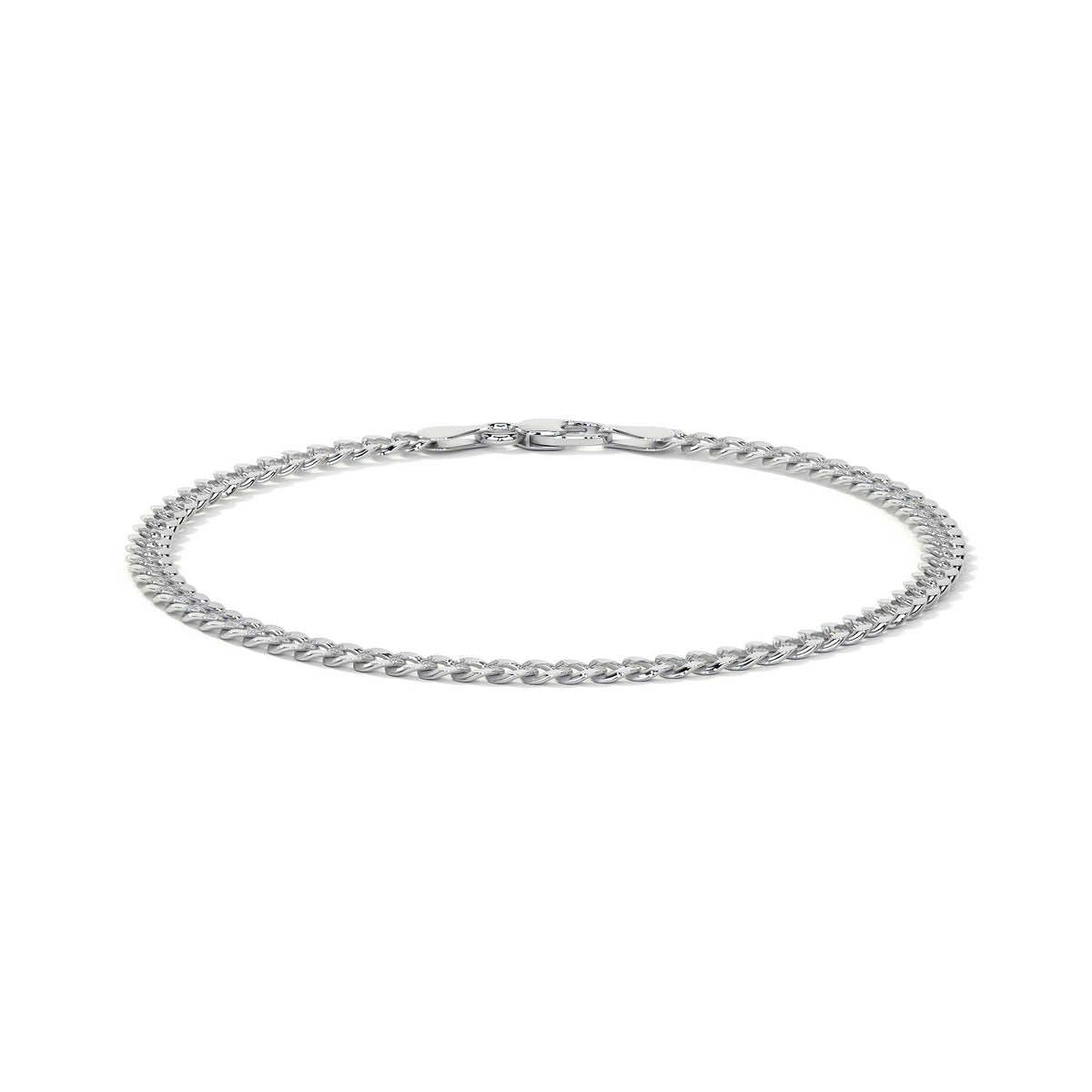 Italian Sterling Silver 925 Curb Chain Bracelet, 21cm, 4.1mm