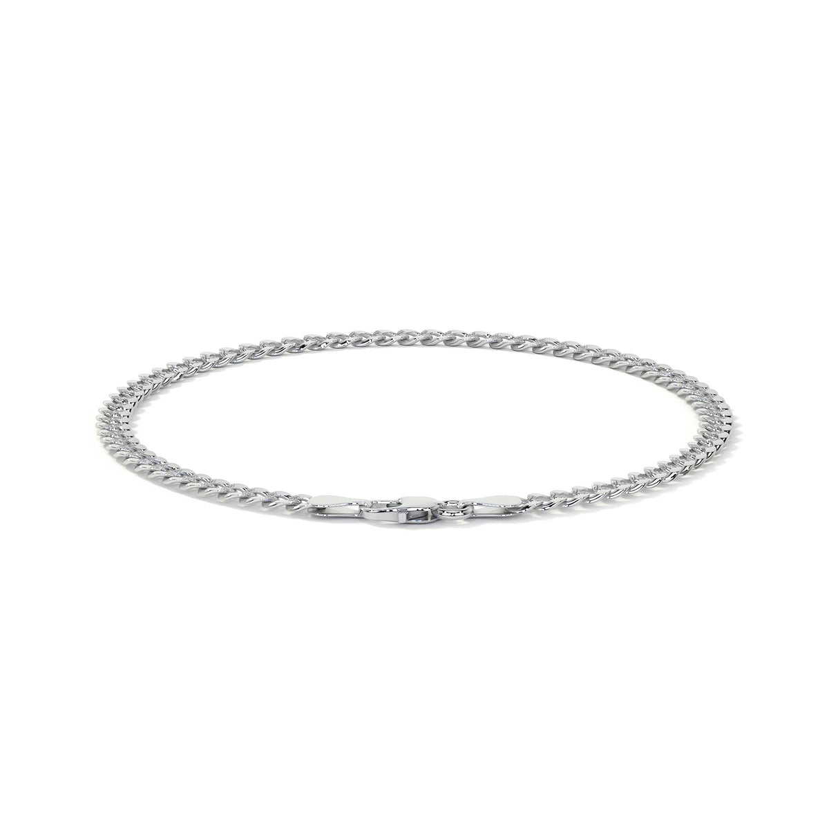 925 Sterling Silver Barb Chain Bracelet 18cm, 3.2mm Gauge, Italian