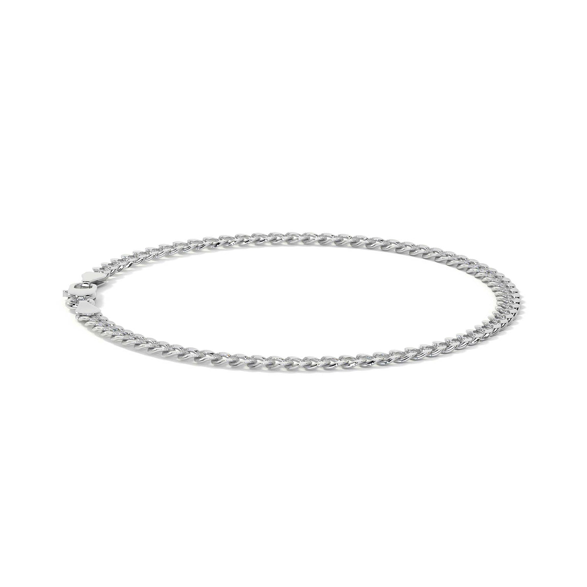 925 Sterling Silver Barb Chain Bracelet 18cm, 3.2mm Gauge, Italian