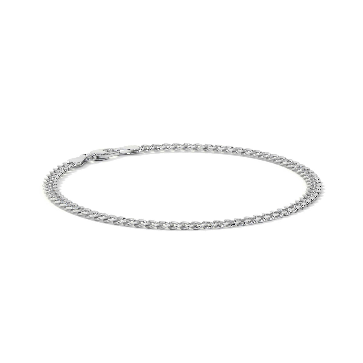 925 Sterling Silver Barb Chain Bracelet 18cm, 3.2mm Gauge, Italian