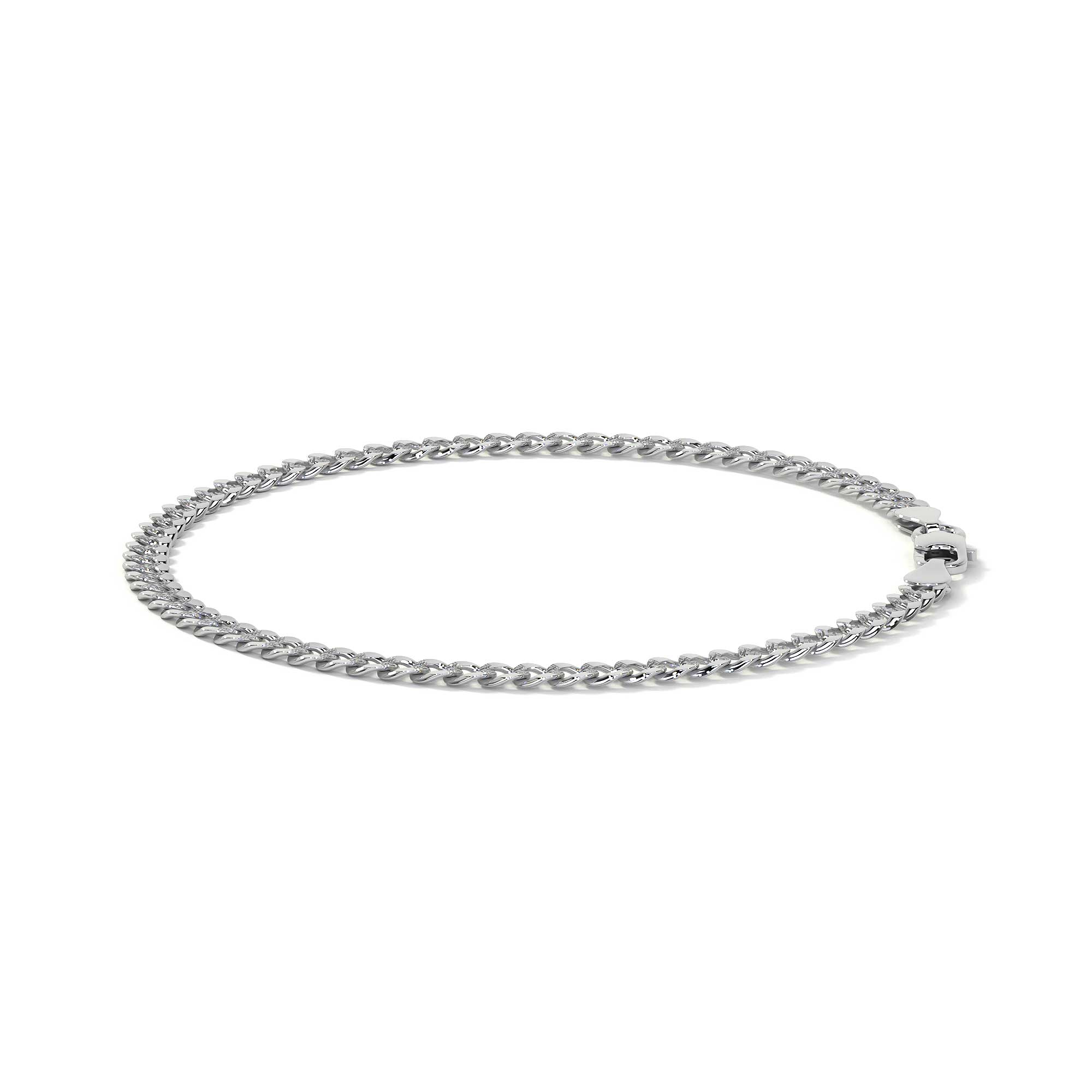 925 Sterling Silver Barb Chain Bracelet 18cm, 3.2mm Gauge, Italian