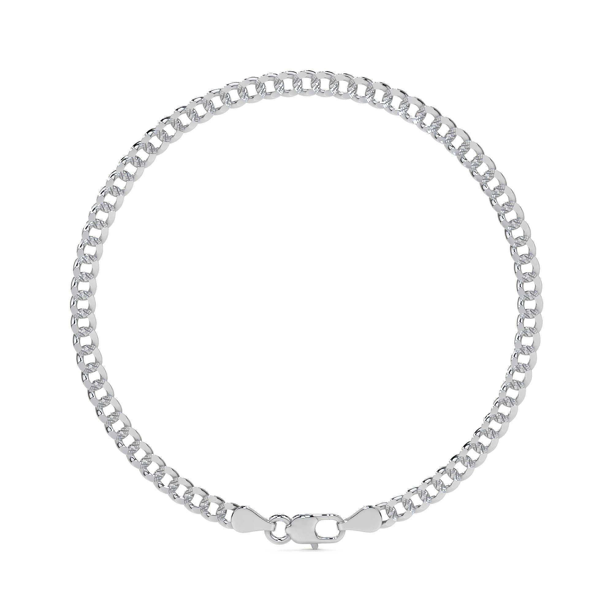 925 Sterling Silver Barb Chain Bracelet 18cm, 3.2mm Gauge, Italian