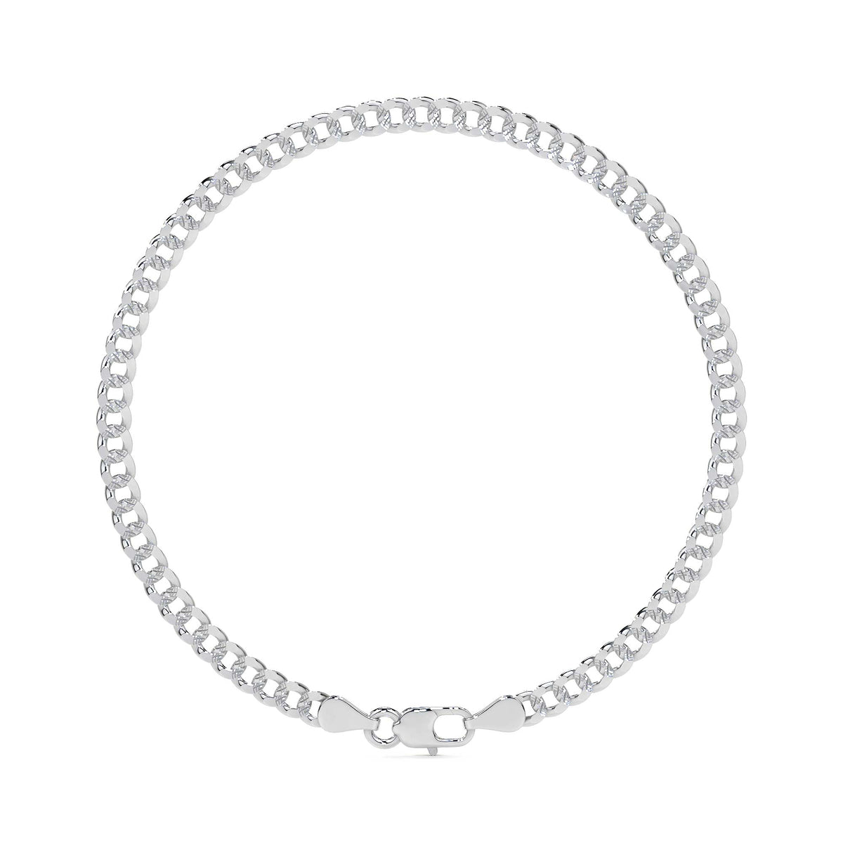 Italian Sterling Silver 925 Curb Chain Bracelet, 21cm, 4.1mm