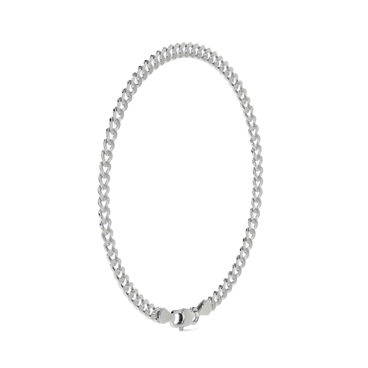 Italian Sterling Silver 925 Curb Chain Bracelet, 21cm, 4.1mm