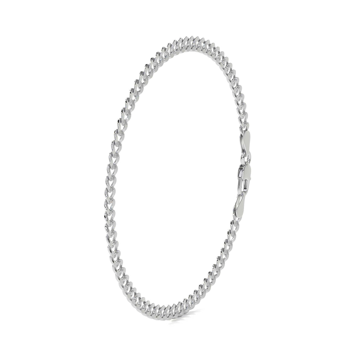 925 Sterling Silver Barb Chain Bracelet 18cm, 3.2mm Gauge, Italian
