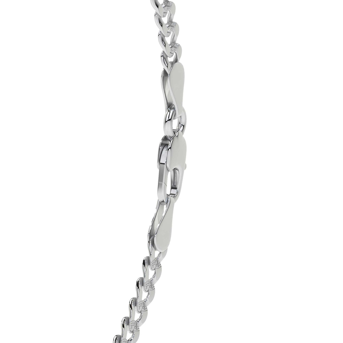 925 Sterling Silver Barb Chain Bracelet 18cm, 3.2mm Gauge, Italian