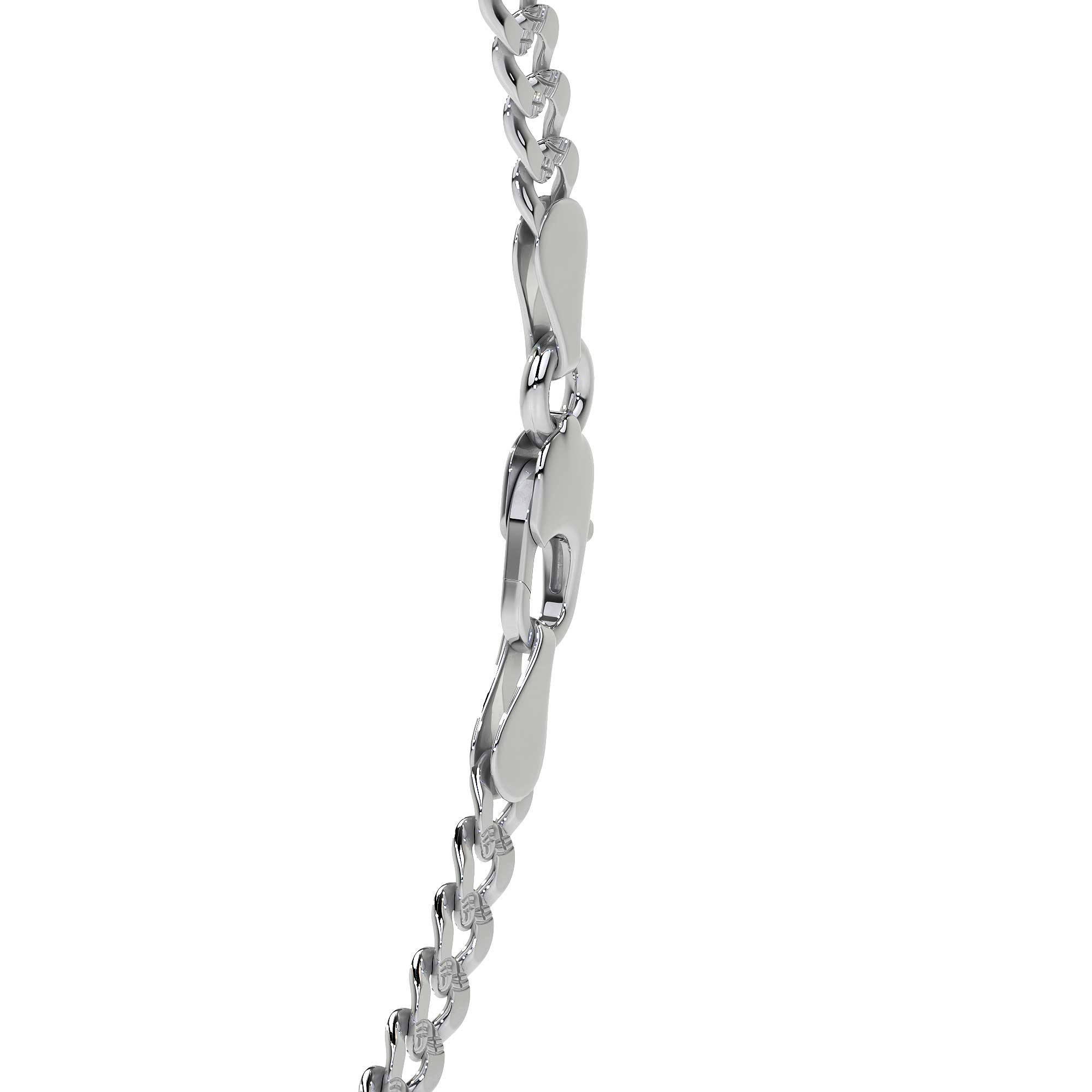 Italian Sterling Silver 925 Curb Chain Bracelet, 21cm, 4.1mm