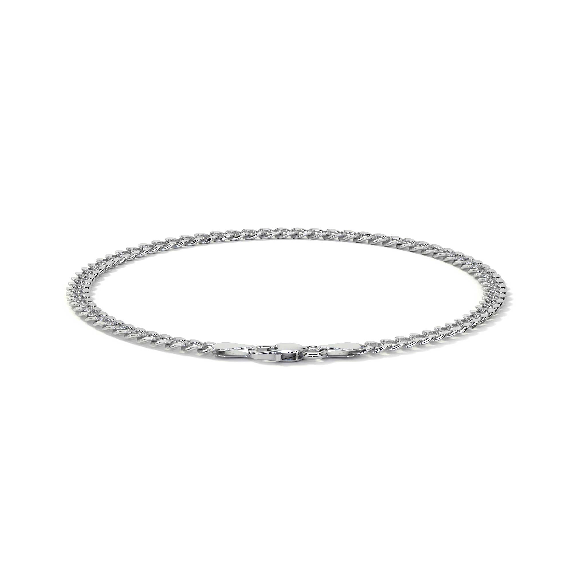 925 Sterling Silver Diamond-Cut Cuban Link Bracelet, 21 cm, 3.6mm Gauge