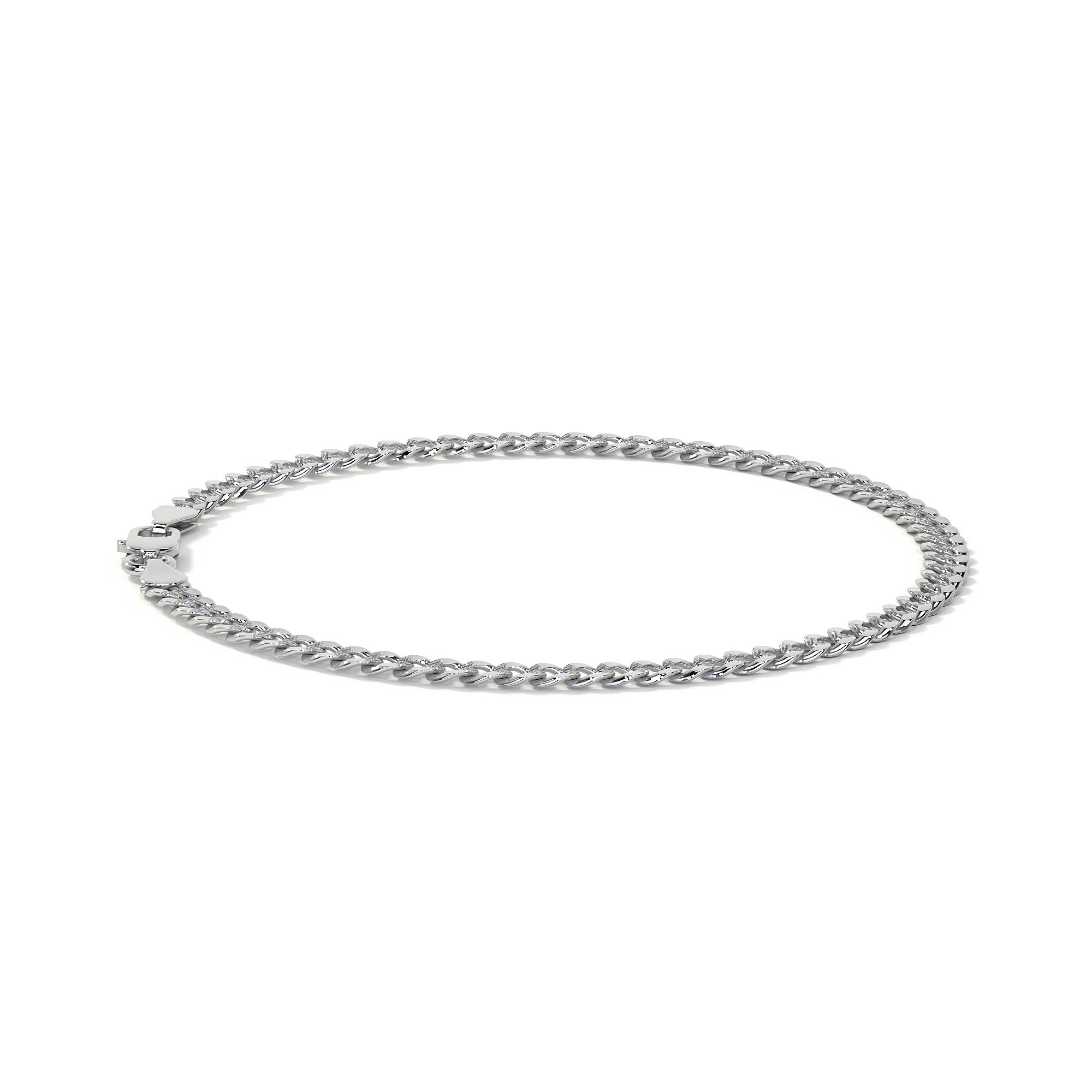 925 Sterling Silver Diamond-Cut Cuban Link Bracelet, 21 cm, 3.6mm Gauge