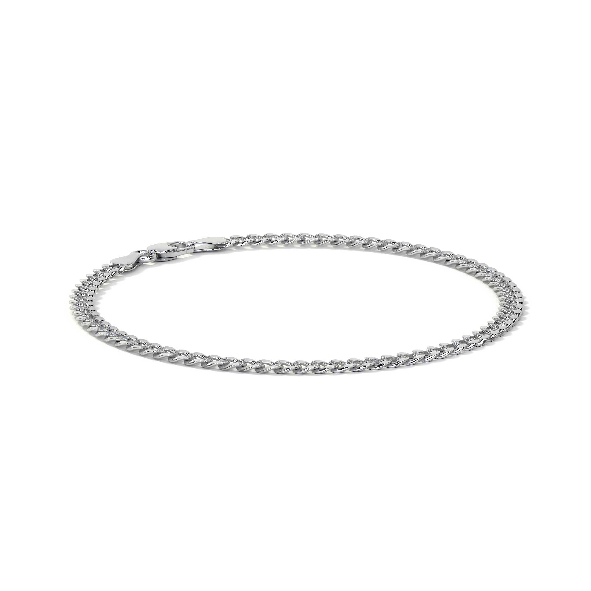 925 Sterling Silver Diamond-Cut Cuban Link Bracelet, 21 cm, 3.6mm Gauge