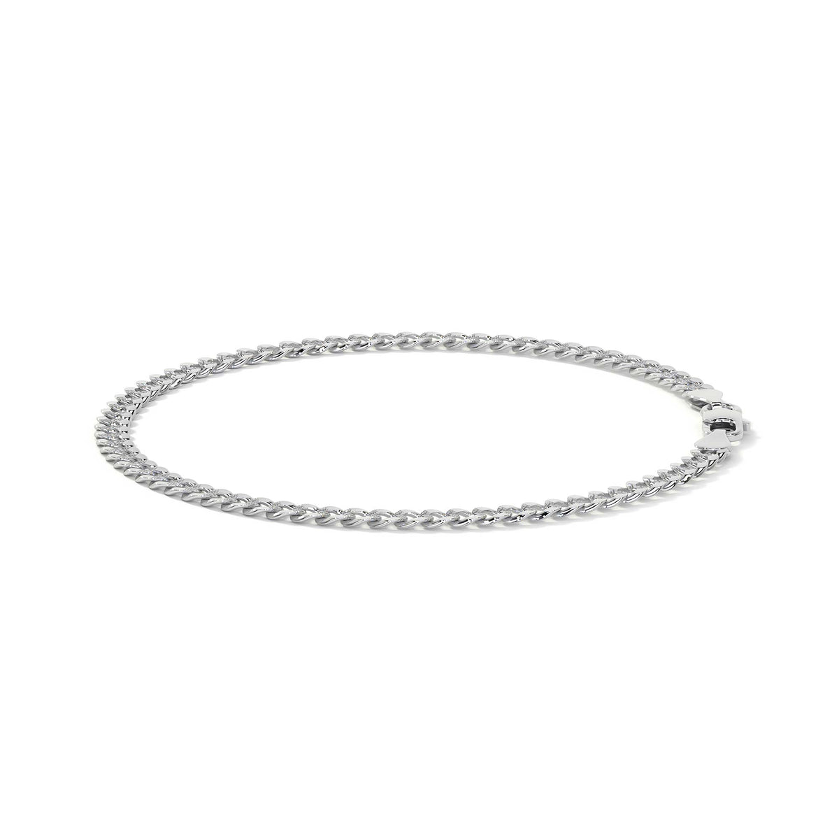 925 Sterling Silver Diamond-Cut Cuban Link Bracelet, 21 cm, 3.6mm Gauge