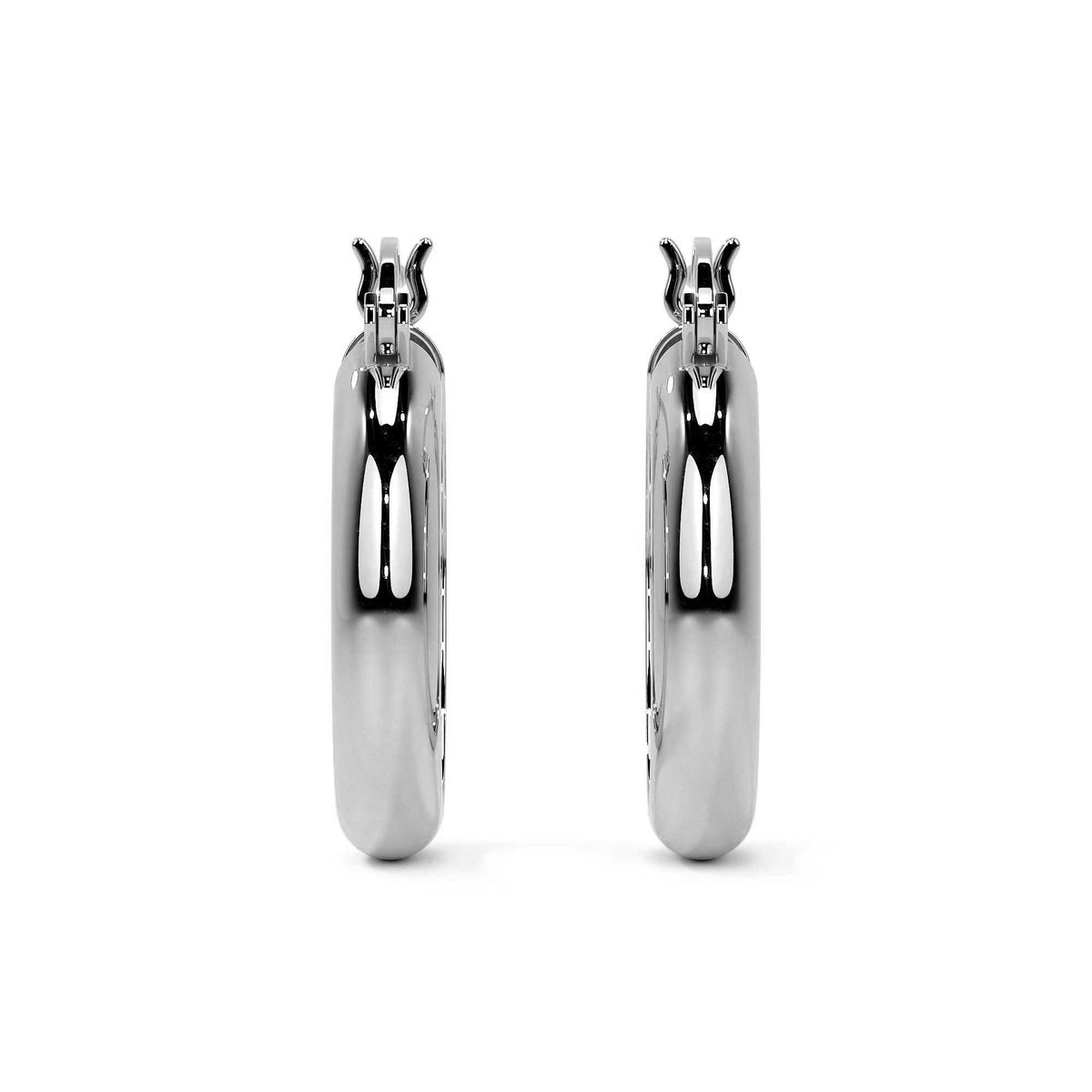 Women's 925 Sterling Silver Plain Bangle Earring, 4mm Wide