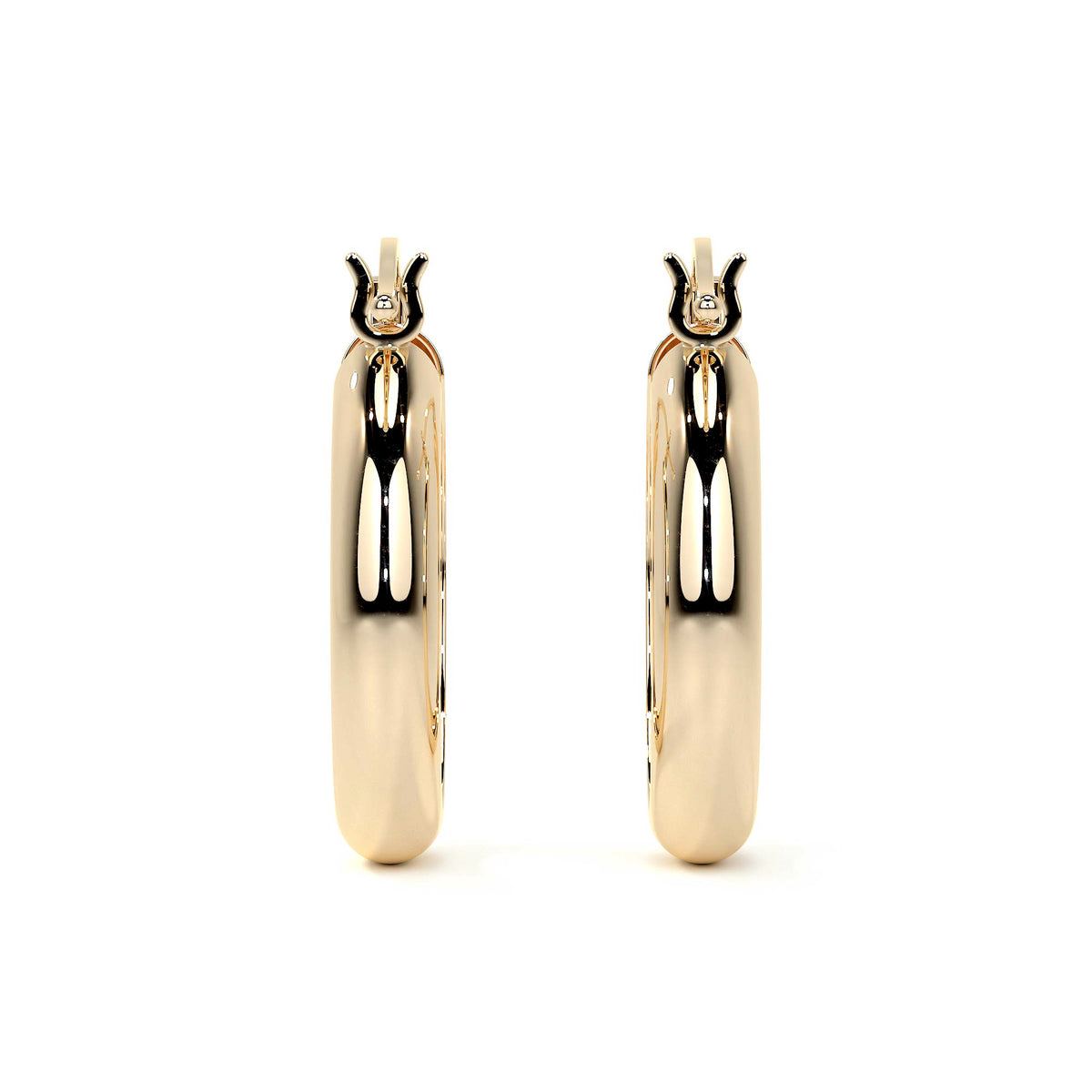 14k Gold Smooth 4mm Wide Bangle Hoop Earring