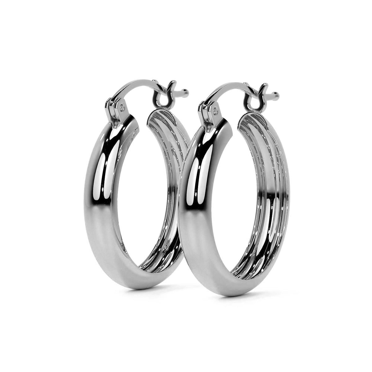 Women's 925 Sterling Silver Plain Bangle Earring, 4mm Wide