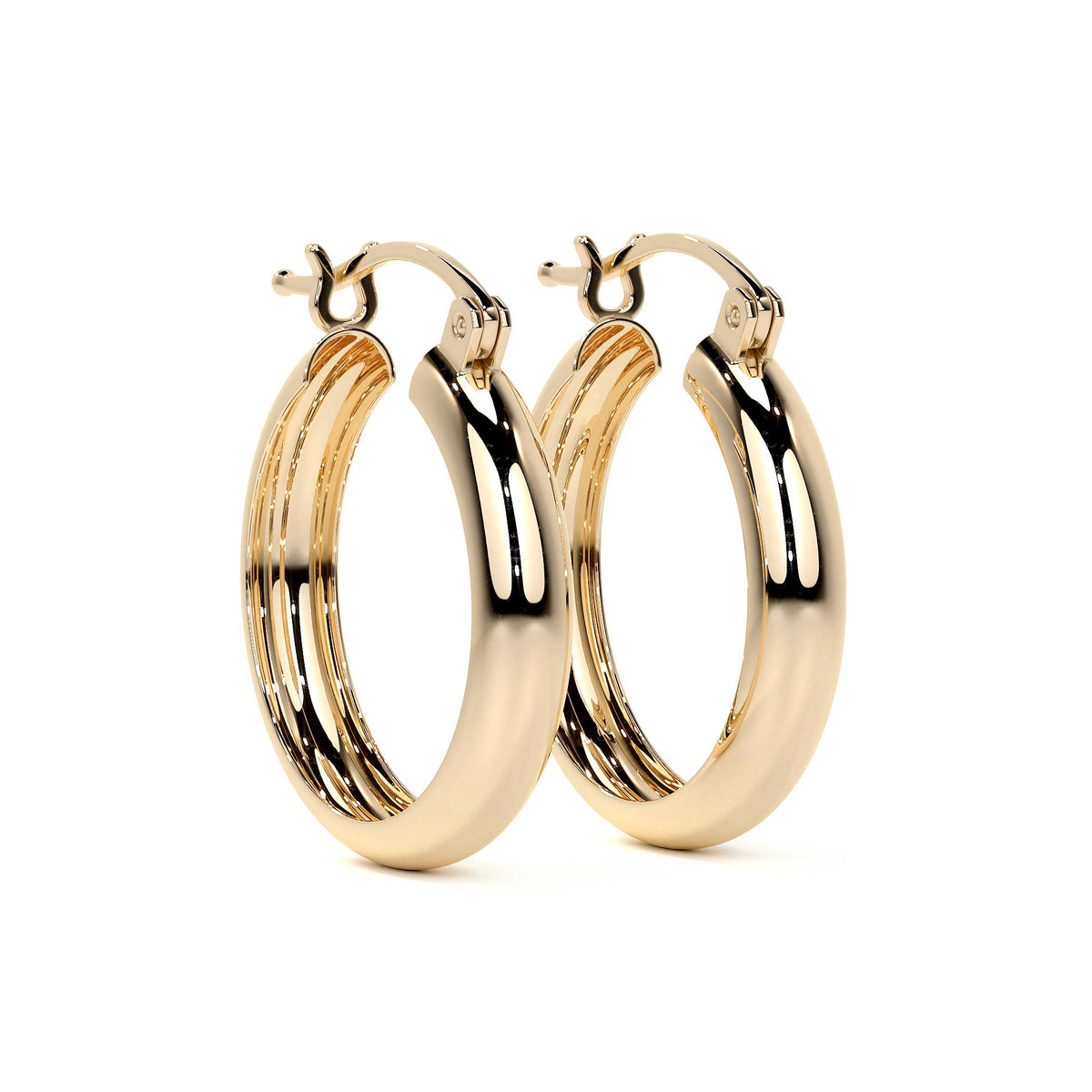 10k Gold Smooth Bangle Hoop Earring, 4mm Wide