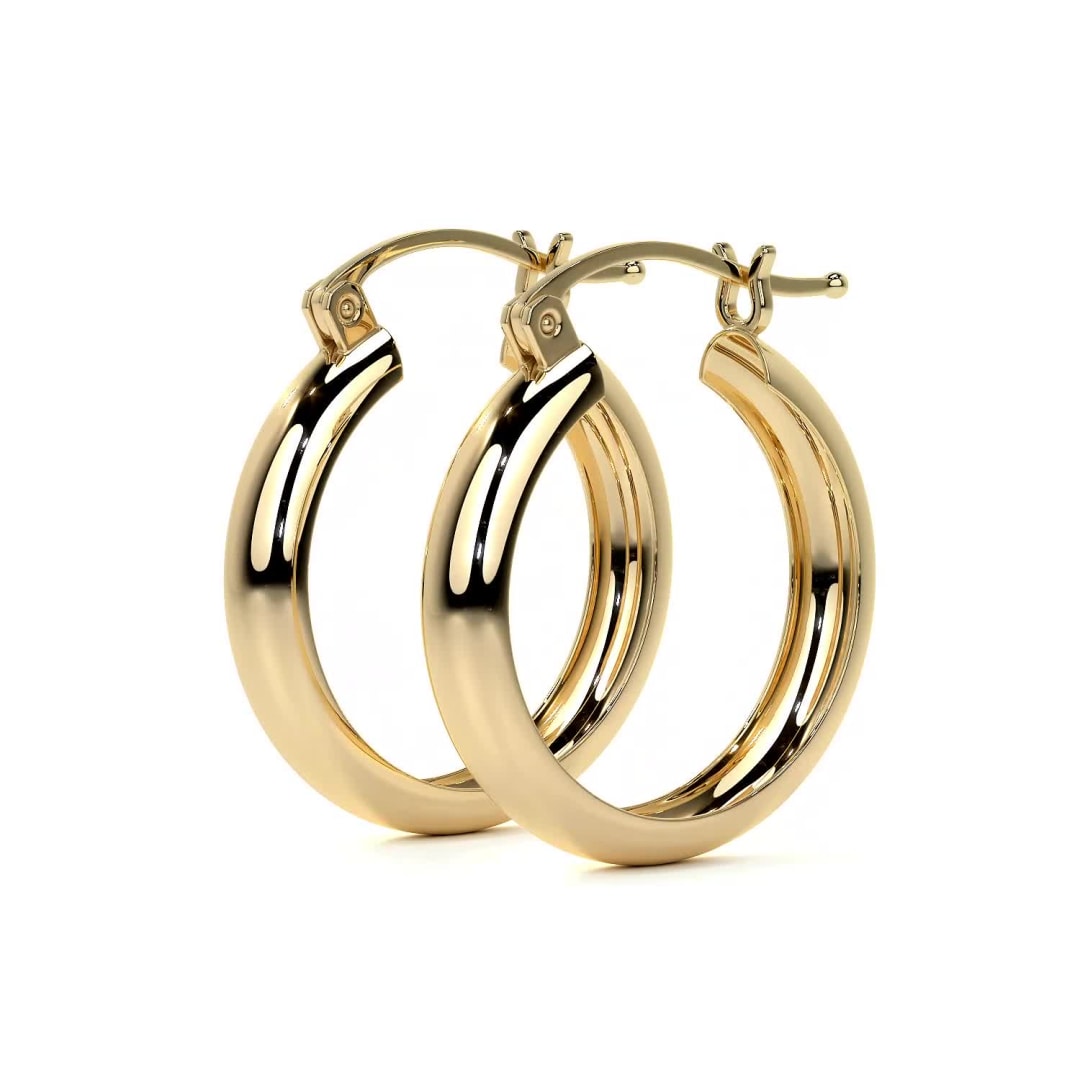 10k Gold Smooth Bangle Hoop Earring, 4mm Wide