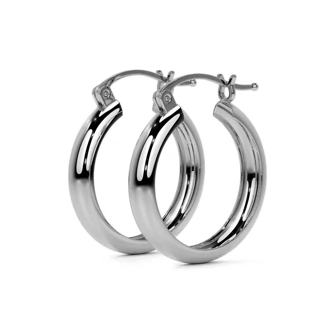 Women's 925 Sterling Silver Plain Bangle Earring, 4mm Wide