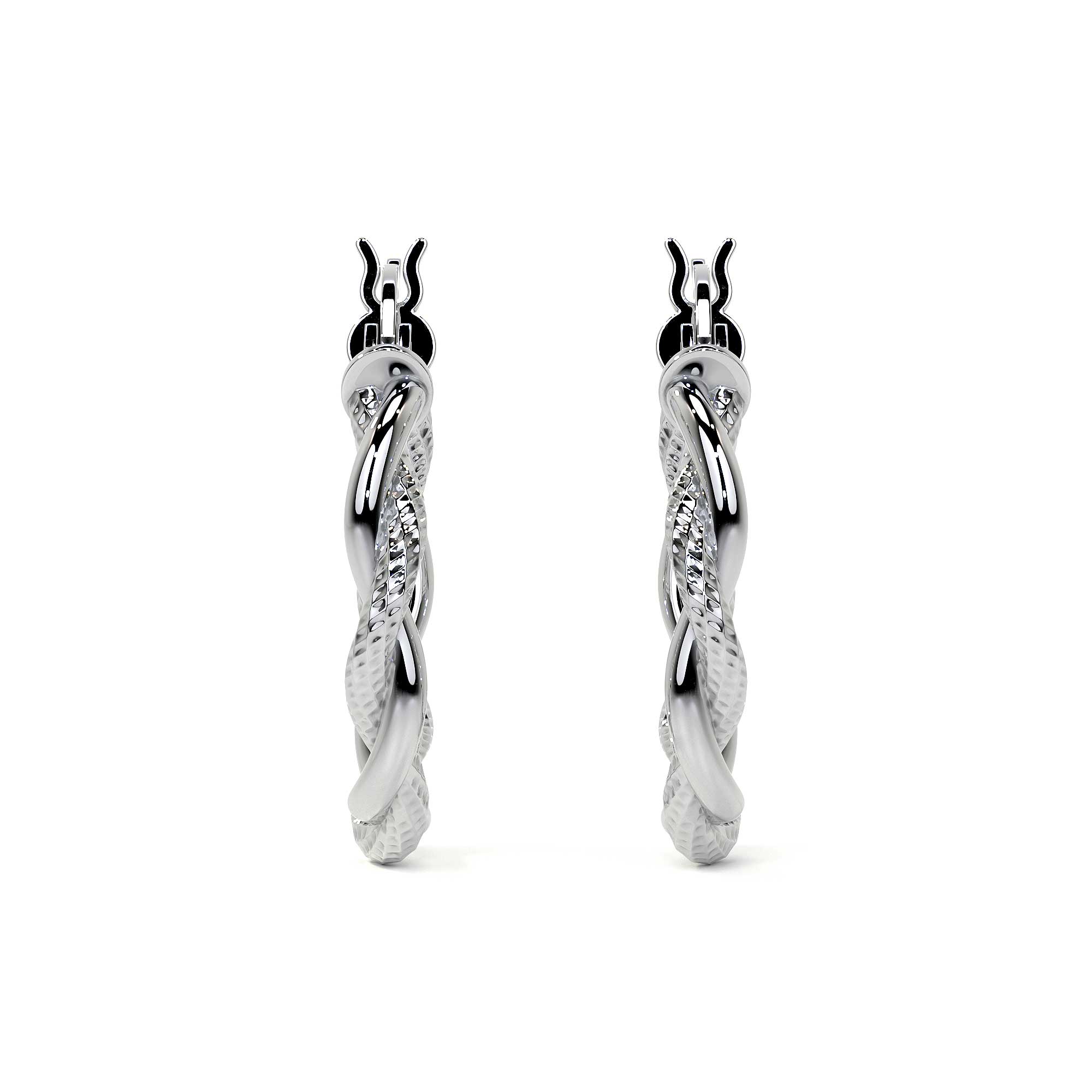 Twisted Tube Diamond Cut Hoop Earrings in 925 Sterling Silver for Women